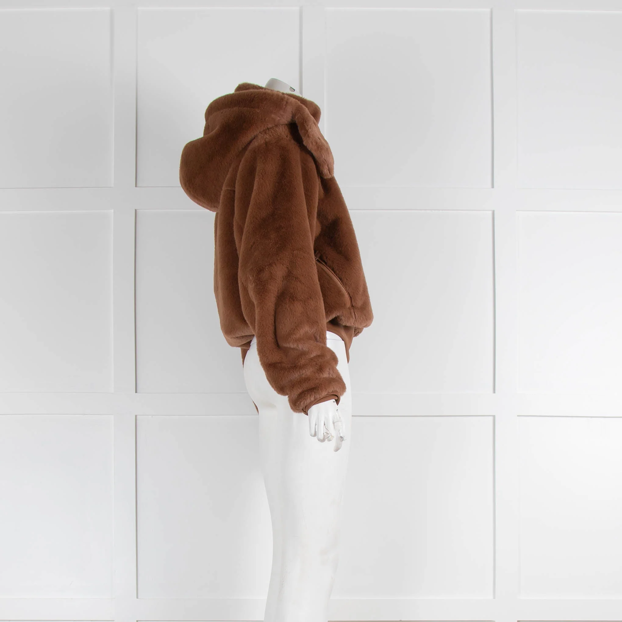 Alo Faux Fur Brown Bomber Jacket - Image 2