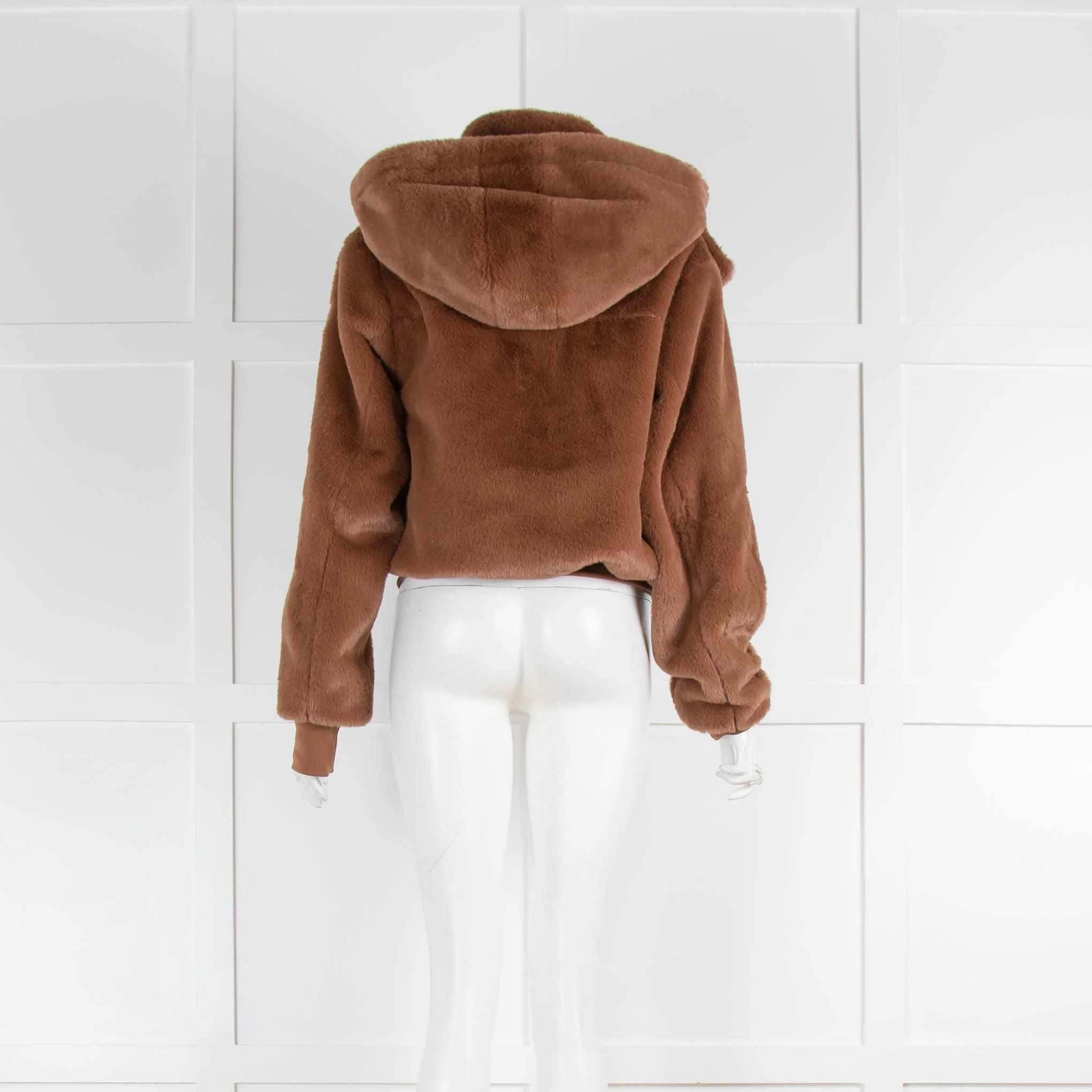 Alo Faux Fur Brown Bomber Jacket - Image 3
