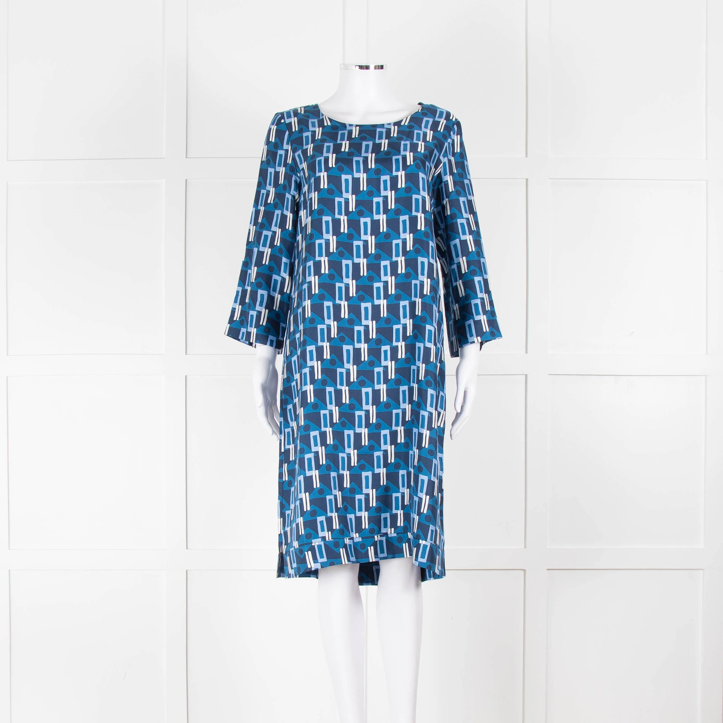 Altea Blue Geometric Print Shift Dress
