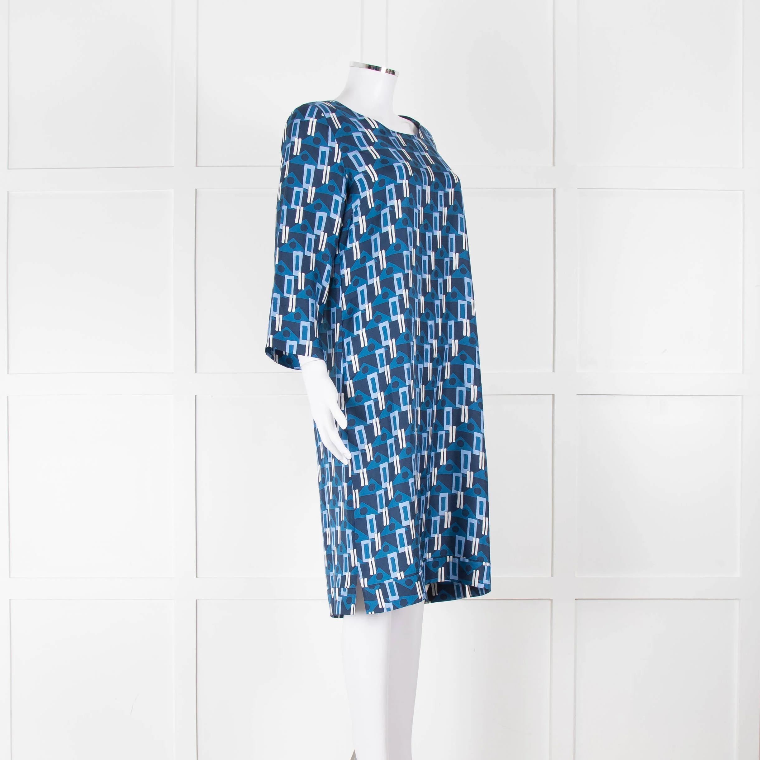 Altea Blue Geometric Print Shift Dress - Image 2