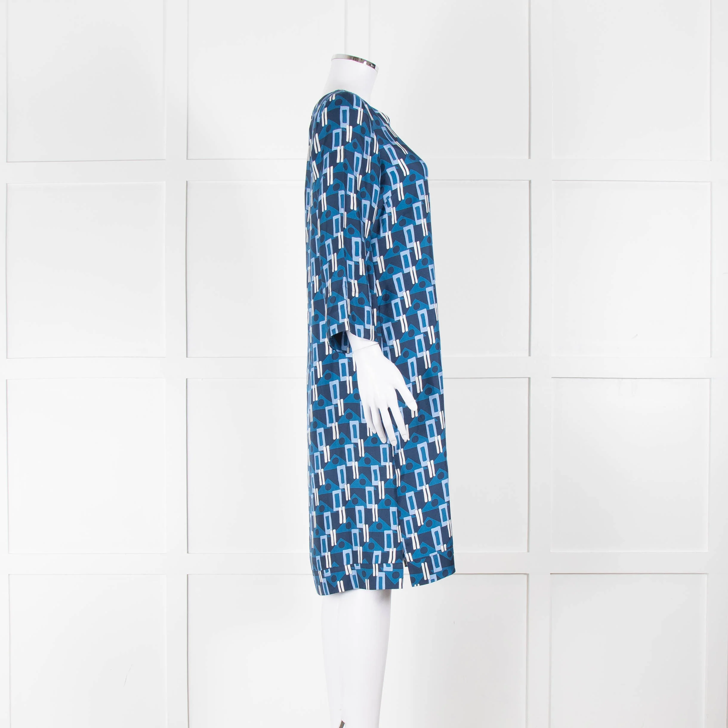 Altea Blue Geometric Print Shift Dress - Image 3