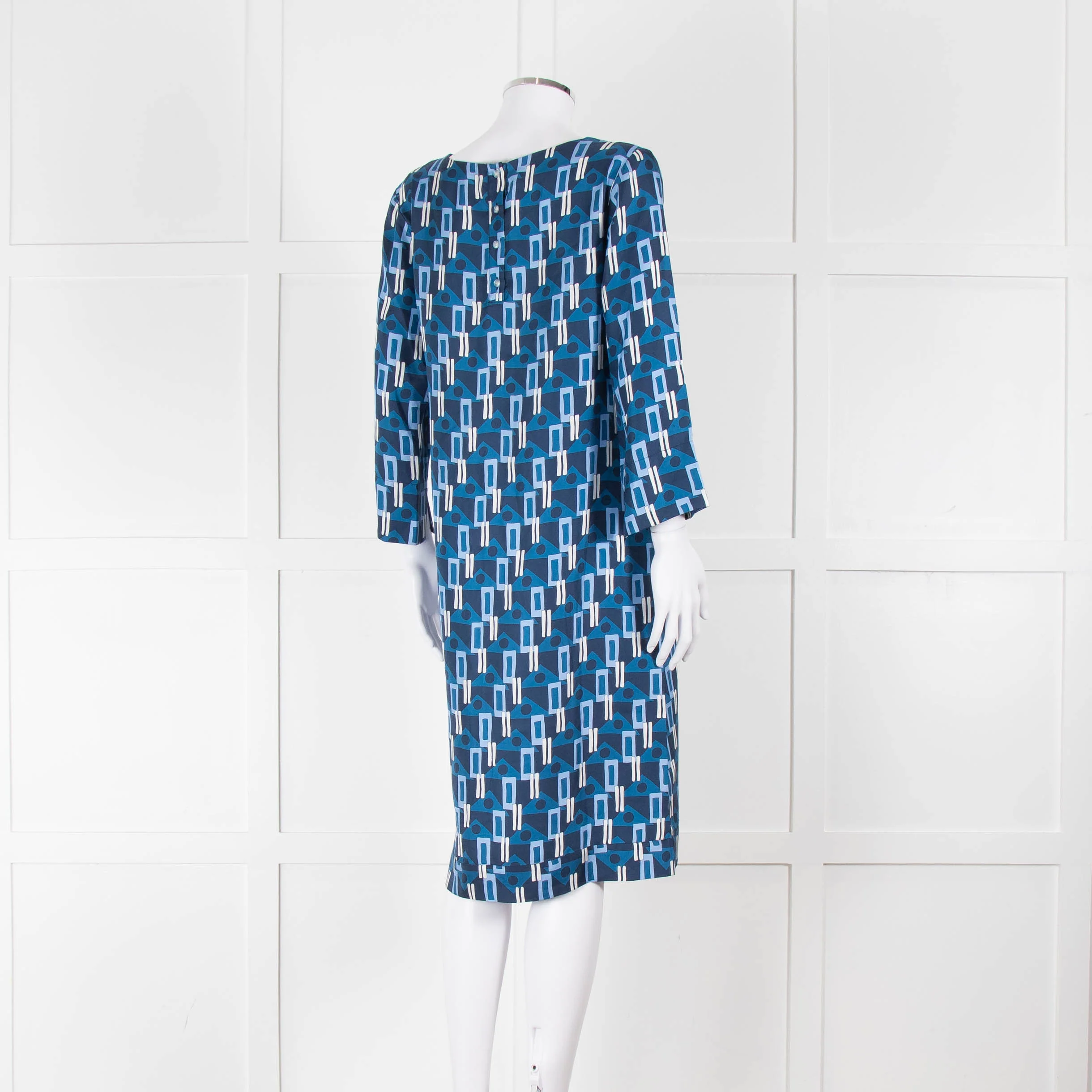 Altea Blue Geometric Print Shift Dress - Image 4