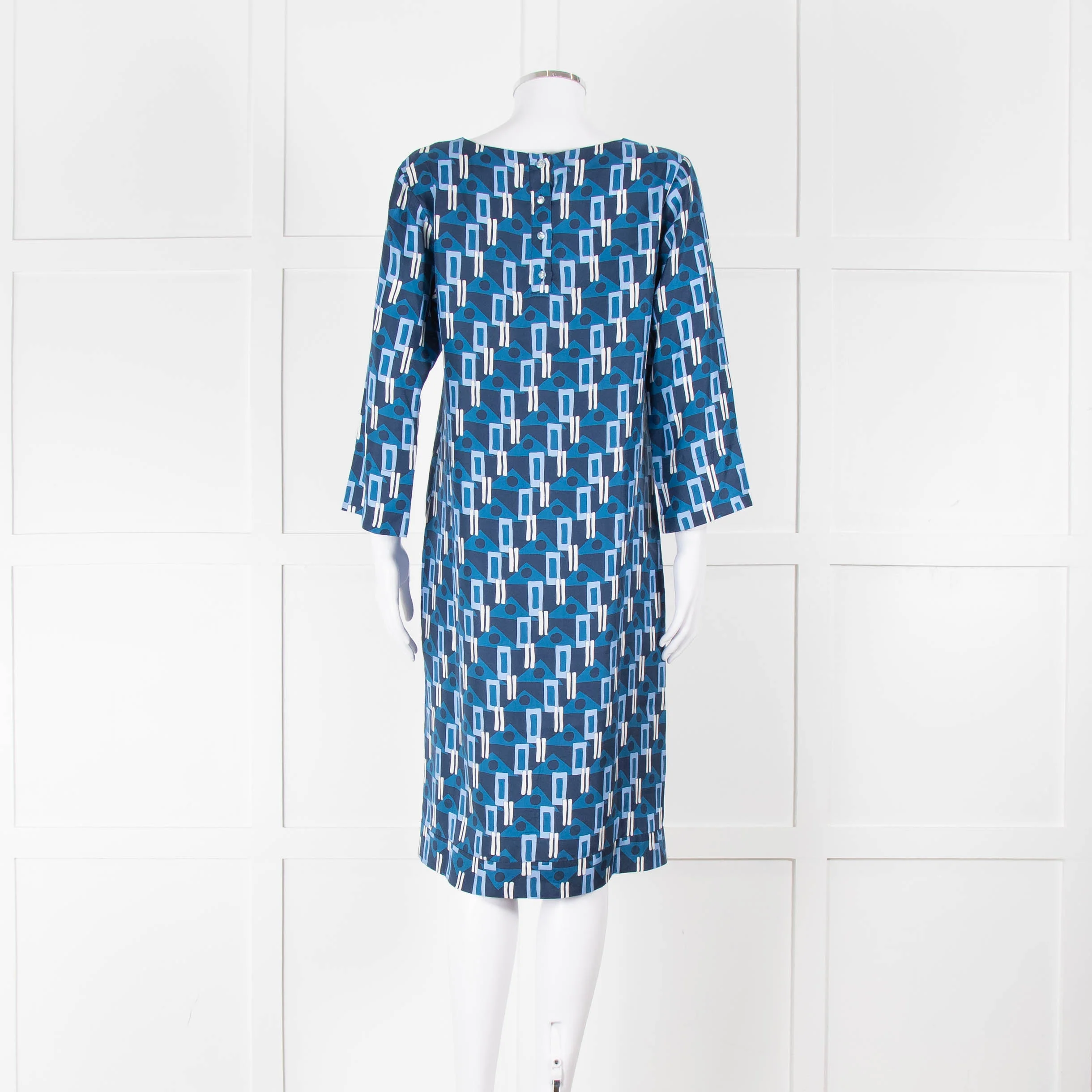 Altea Blue Geometric Print Shift Dress - Image 5