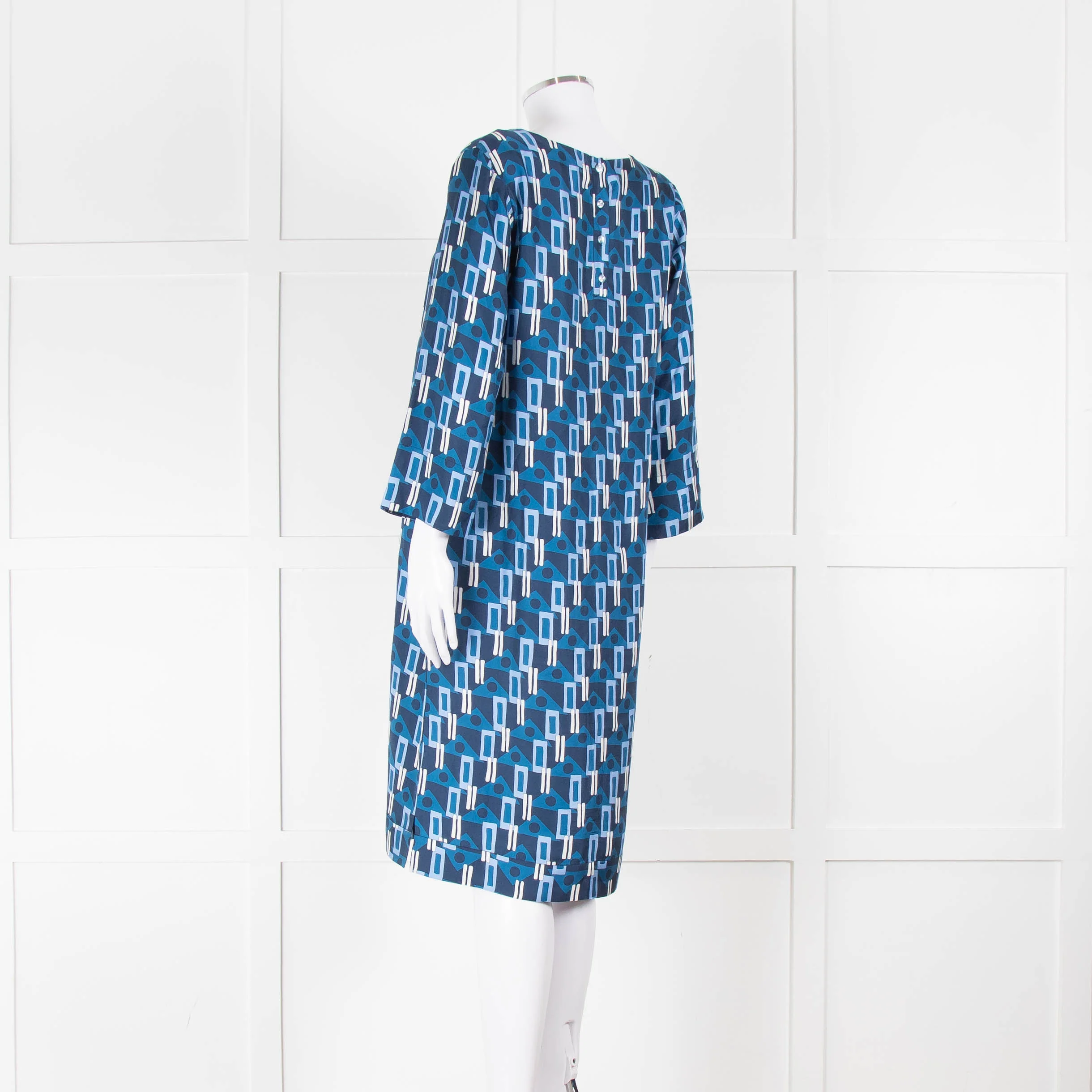 Altea Blue Geometric Print Shift Dress - Image 6