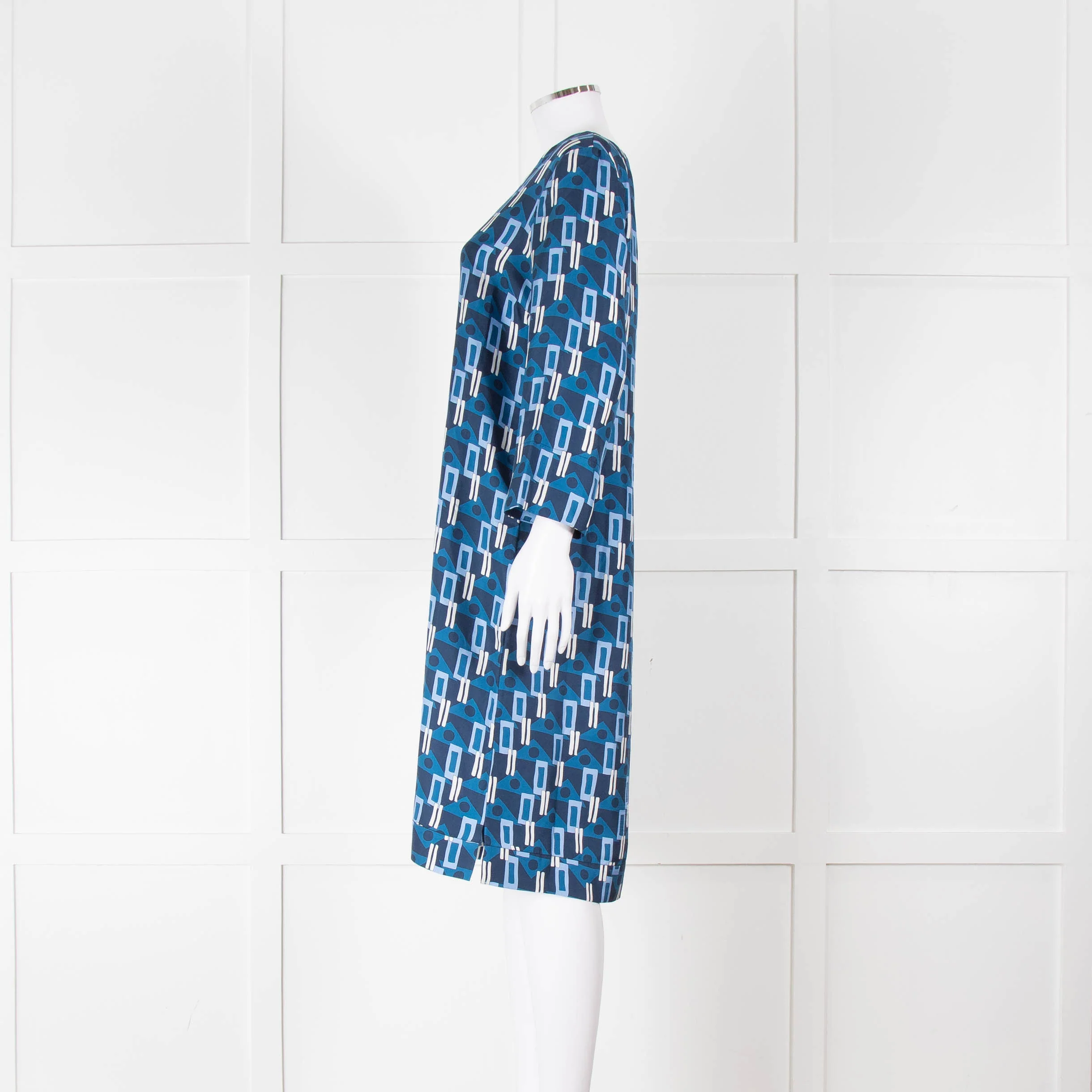 Altea Blue Geometric Print Shift Dress - Image 7
