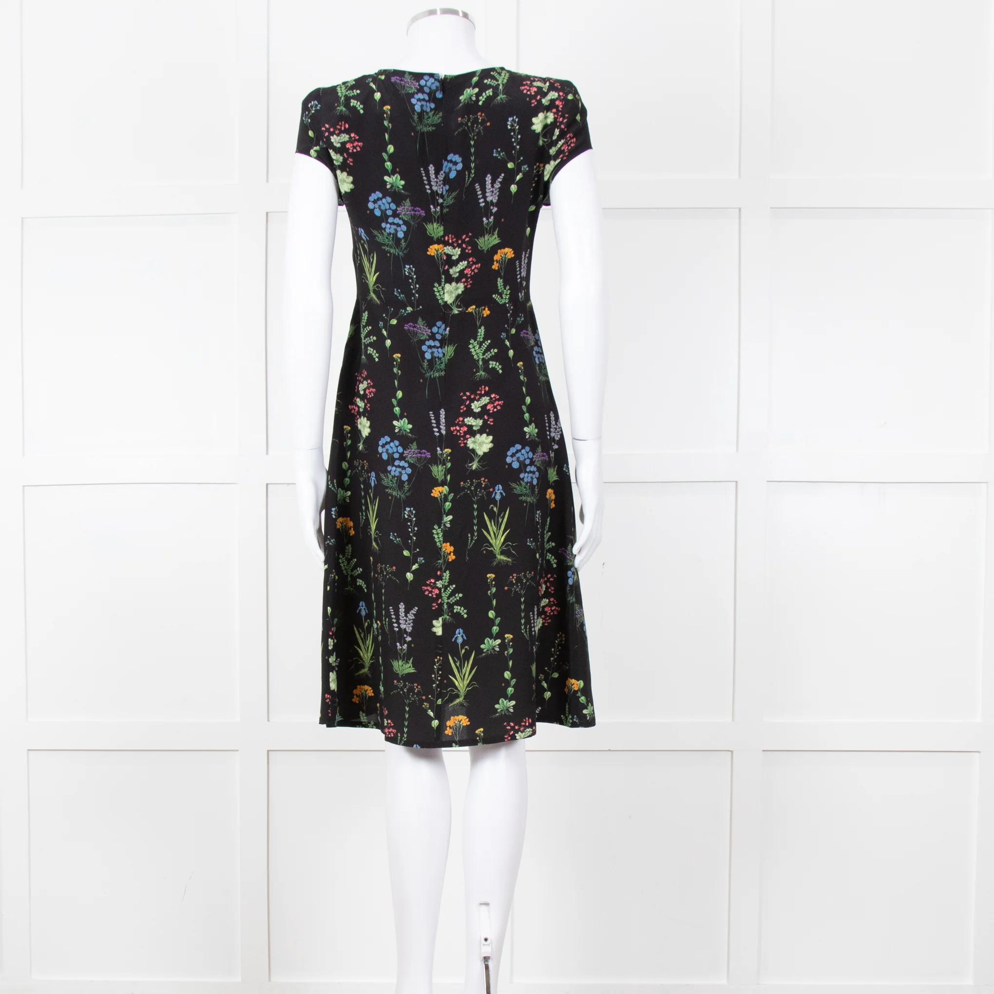 Altuzarra Black Green Yellow Floral Short Sleeve Dress - Image 5