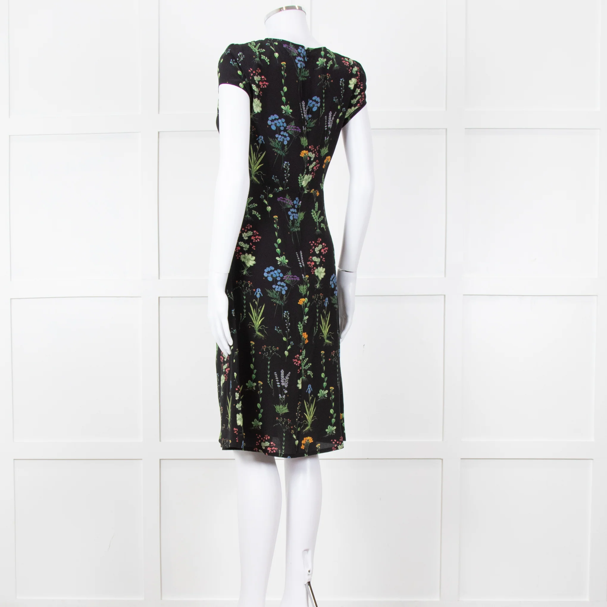 Altuzarra Black Green Yellow Floral Short Sleeve Dress - Image 6