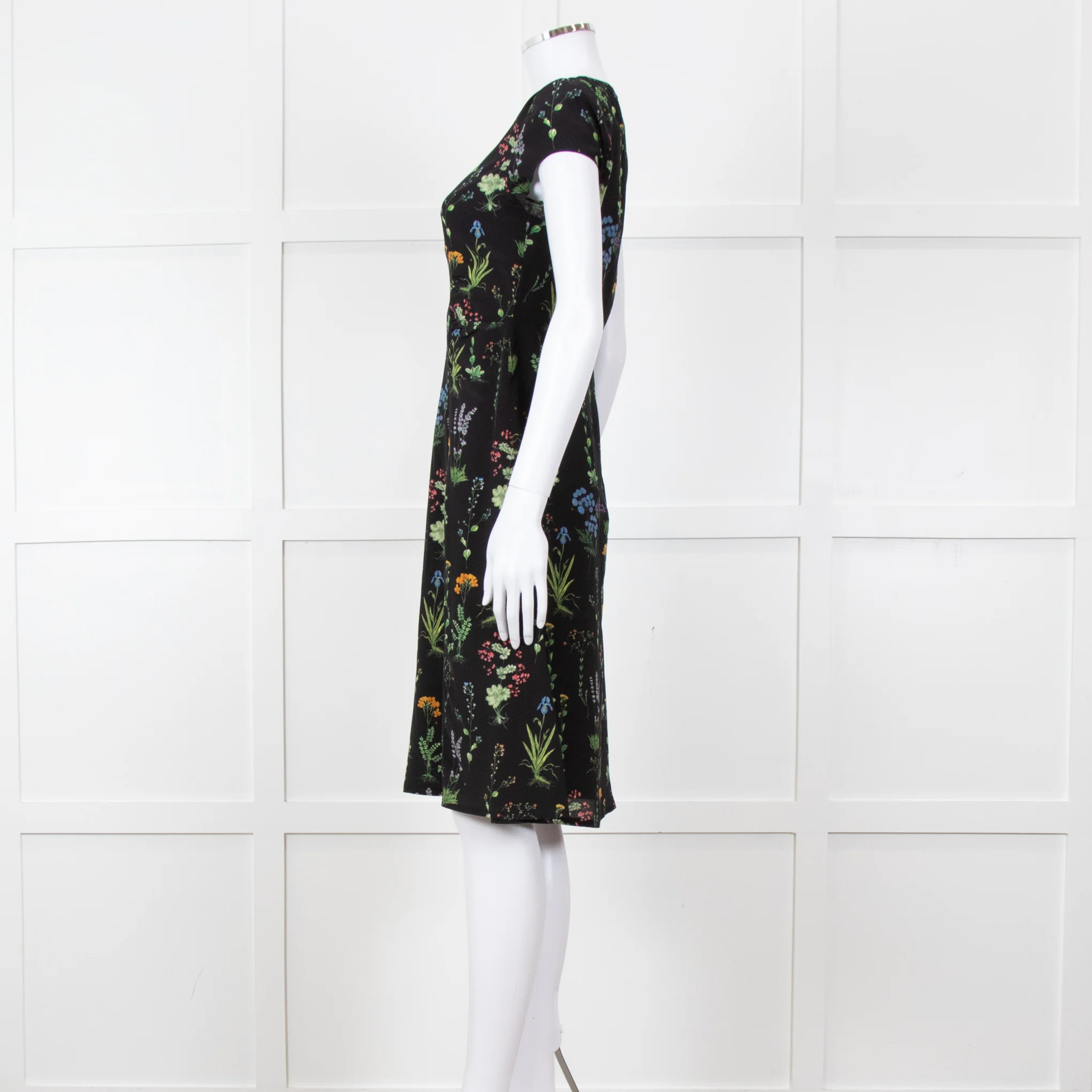 Altuzarra Black Green Yellow Floral Short Sleeve Dress - Image 7
