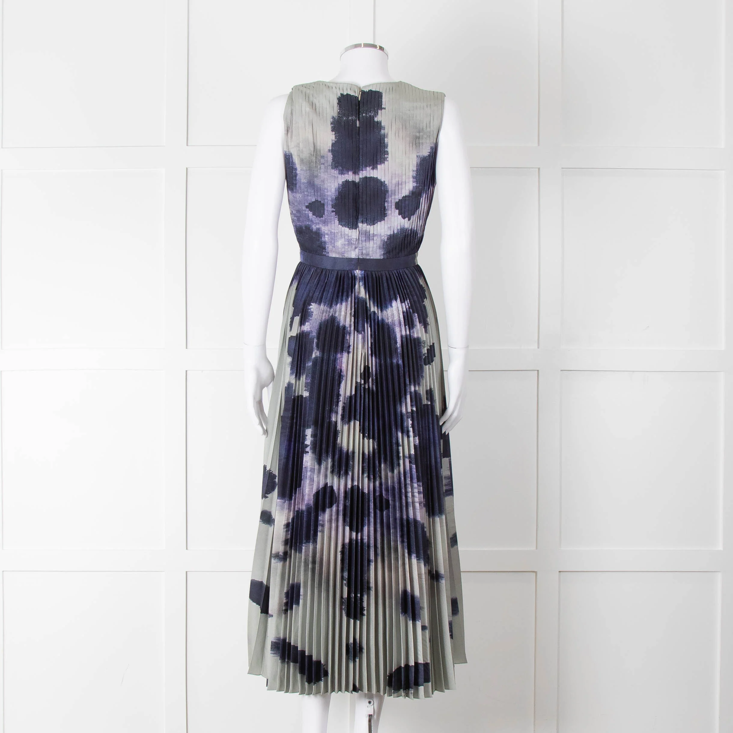Altuzarra Olive Green Navy Pleated Sleeveless Dress - Image 5