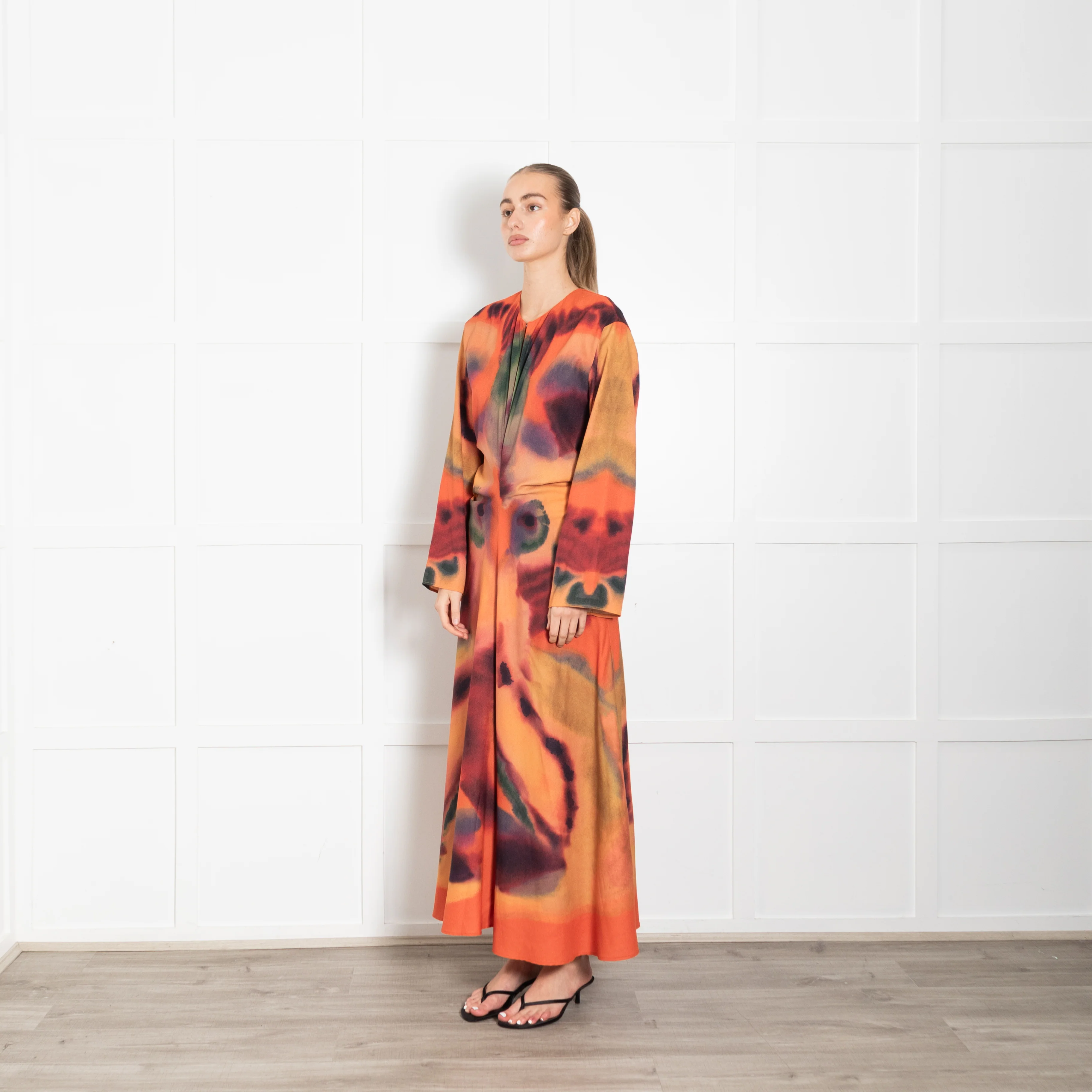 Altuzarra Orange Multicolour Maxi Dress With Long Sleeves - Image 3