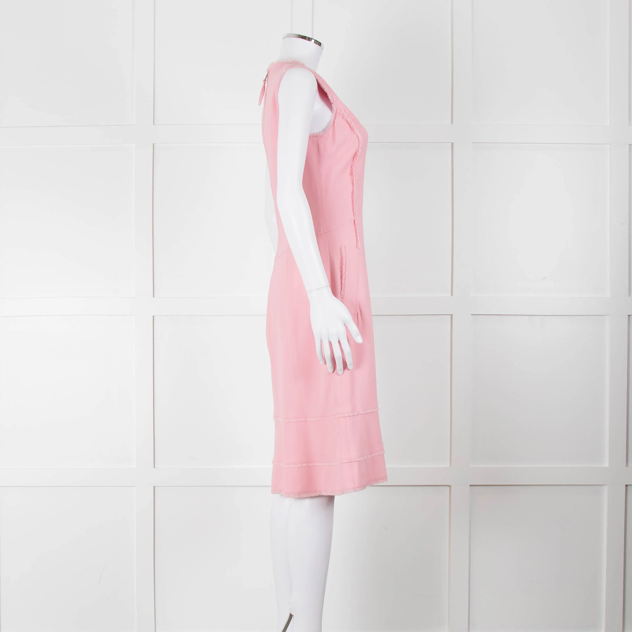 Altuzarra Pink Sleeveless Shift Dress with Fringed Trims - Image 3