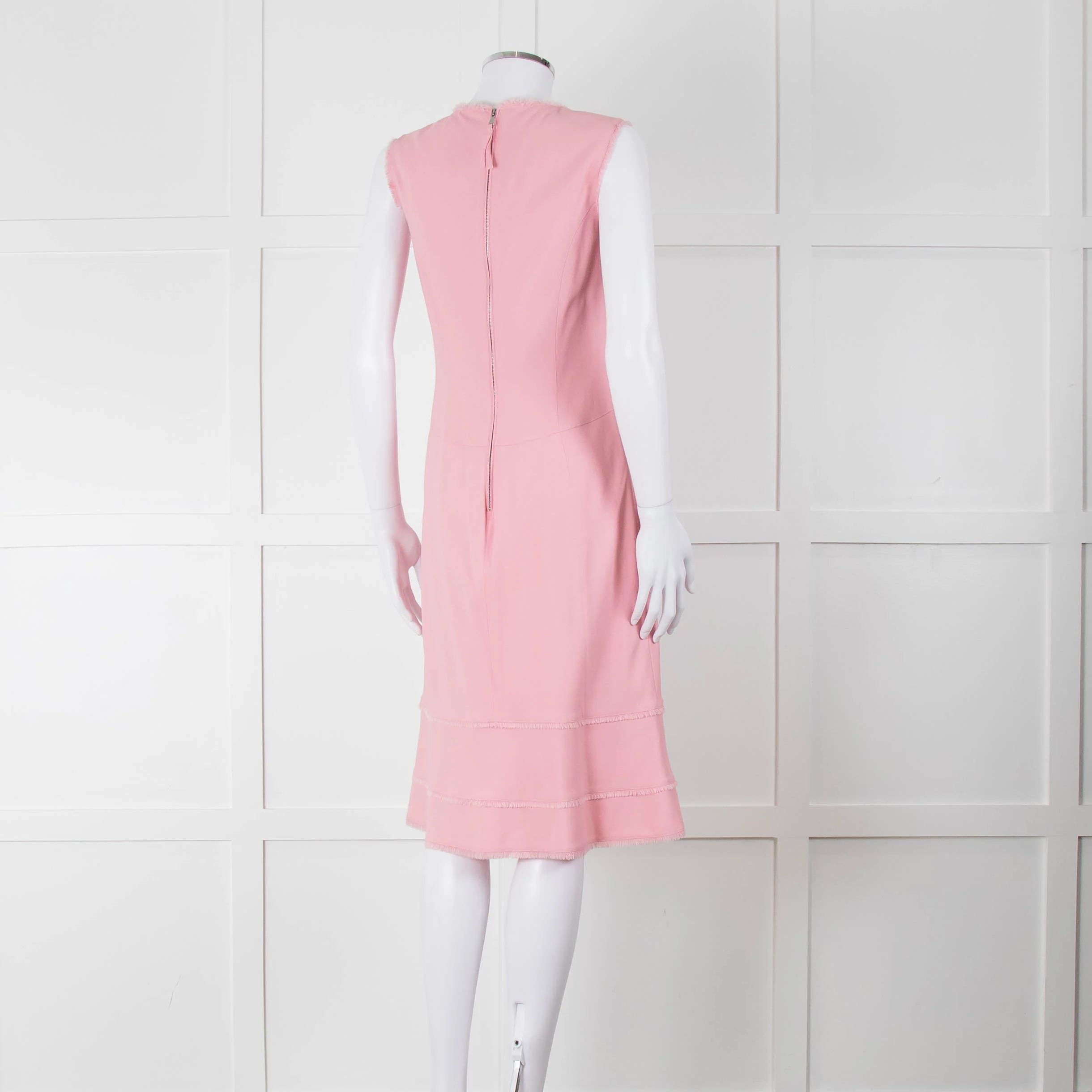 Altuzarra Pink Sleeveless Shift Dress with Fringed Trims - Image 4