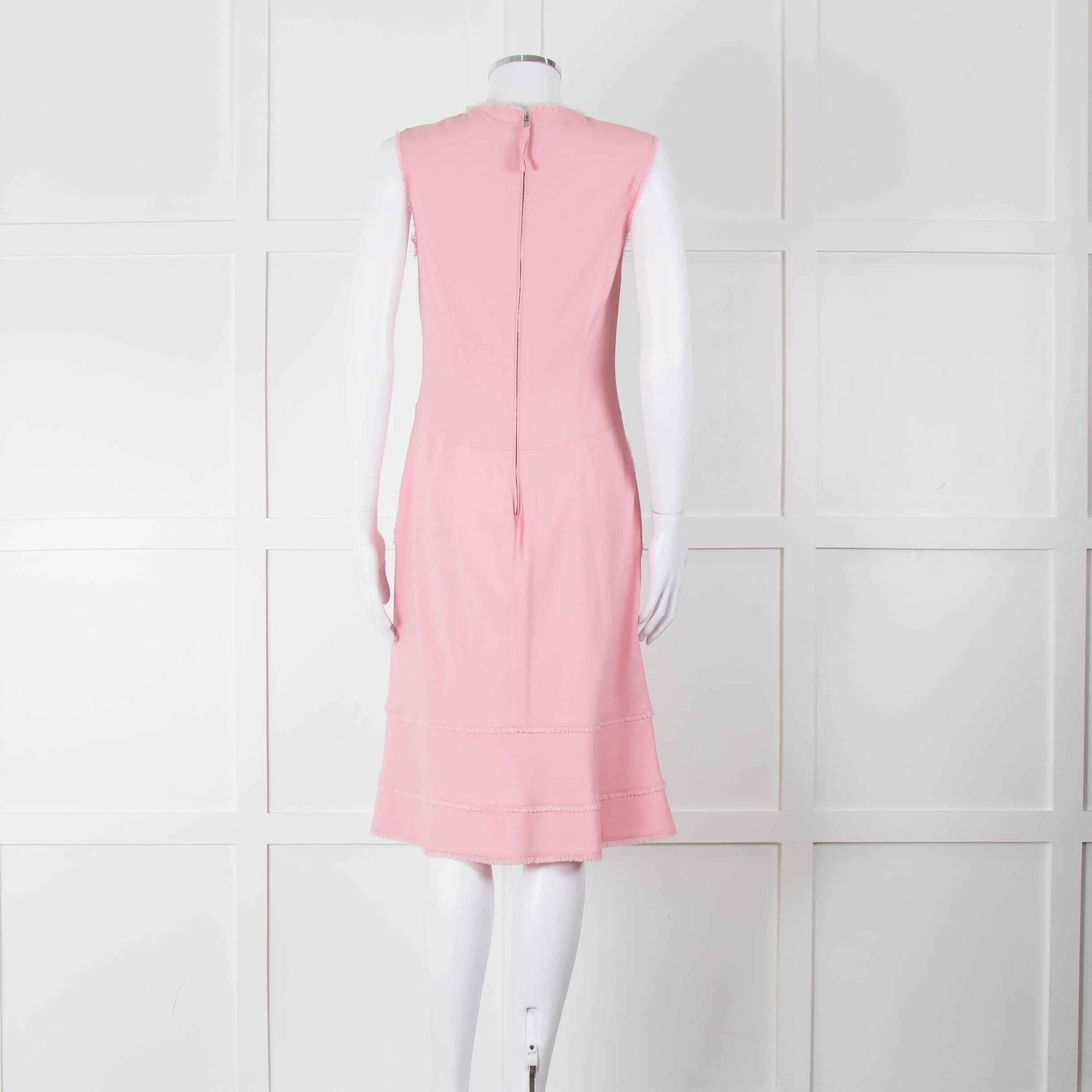 Altuzarra Pink Sleeveless Shift Dress with Fringed Trims - Image 5