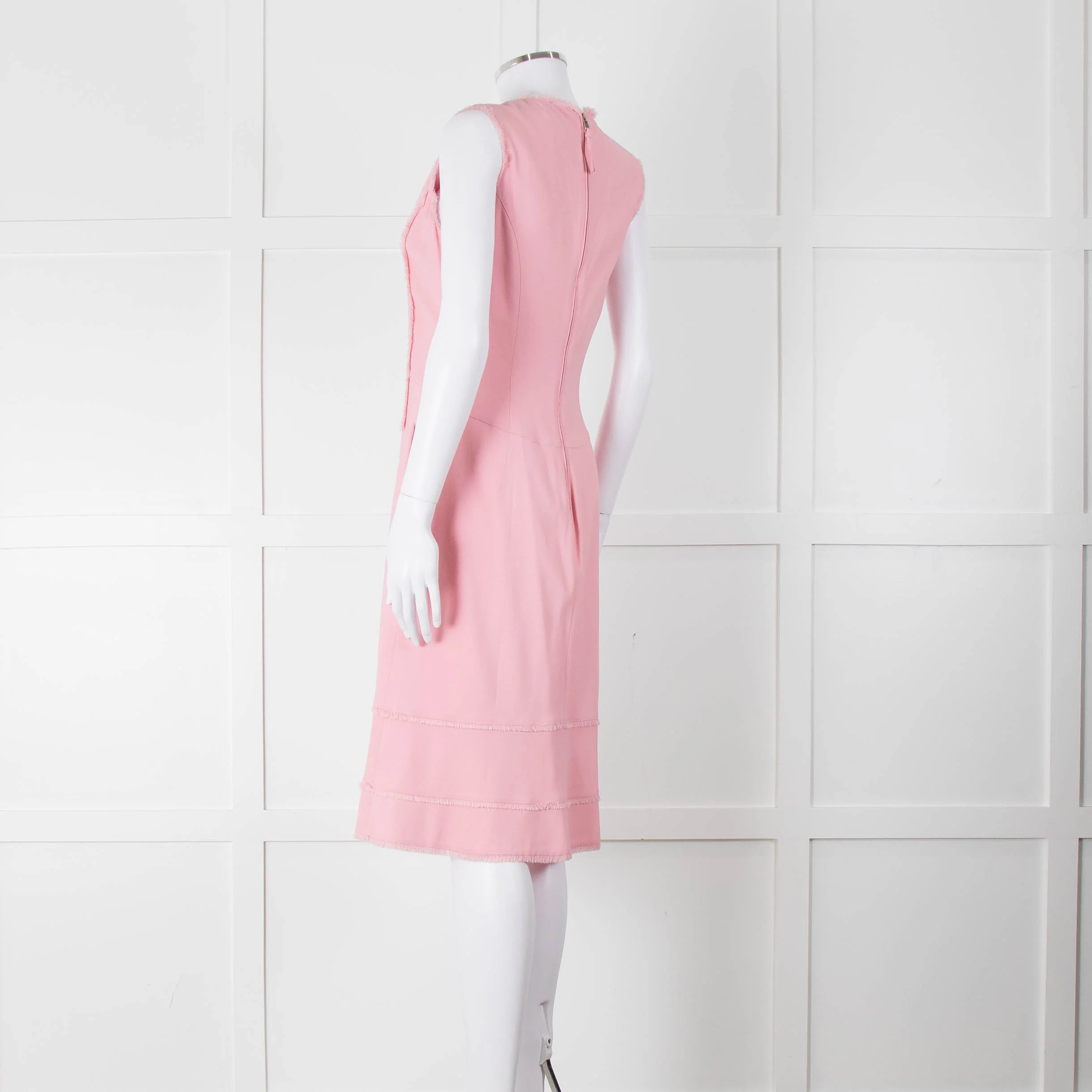 Altuzarra Pink Sleeveless Shift Dress with Fringed Trims - Image 6