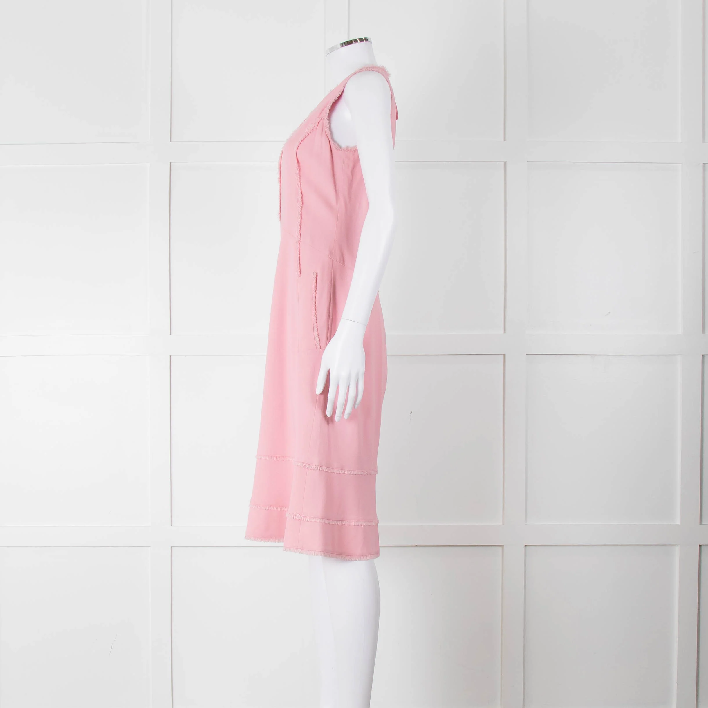 Altuzarra Pink Sleeveless Shift Dress with Fringed Trims - Image 7