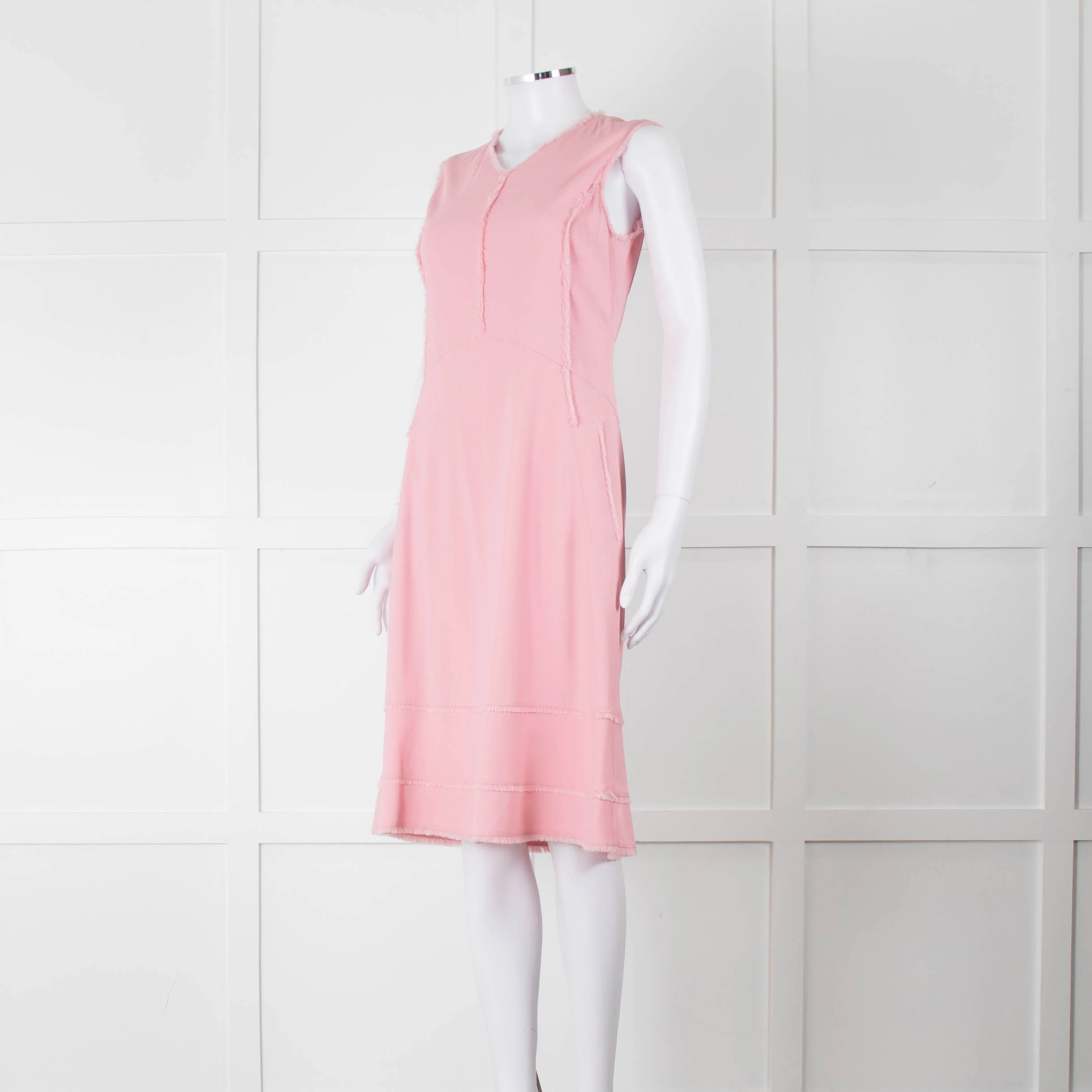 Altuzarra Pink Sleeveless Shift Dress with Fringed Trims - Image 8
