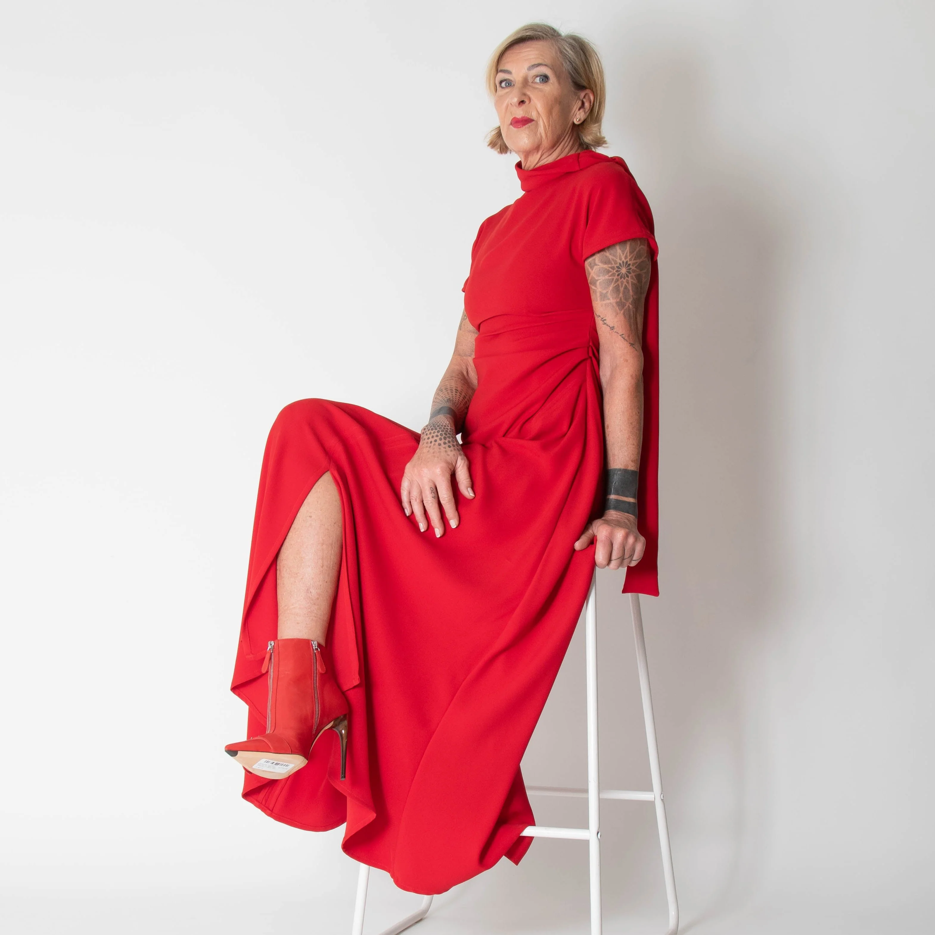 Amal Al Mulla Red Sleeveless Tie Neck Maxi Dress - Image 2