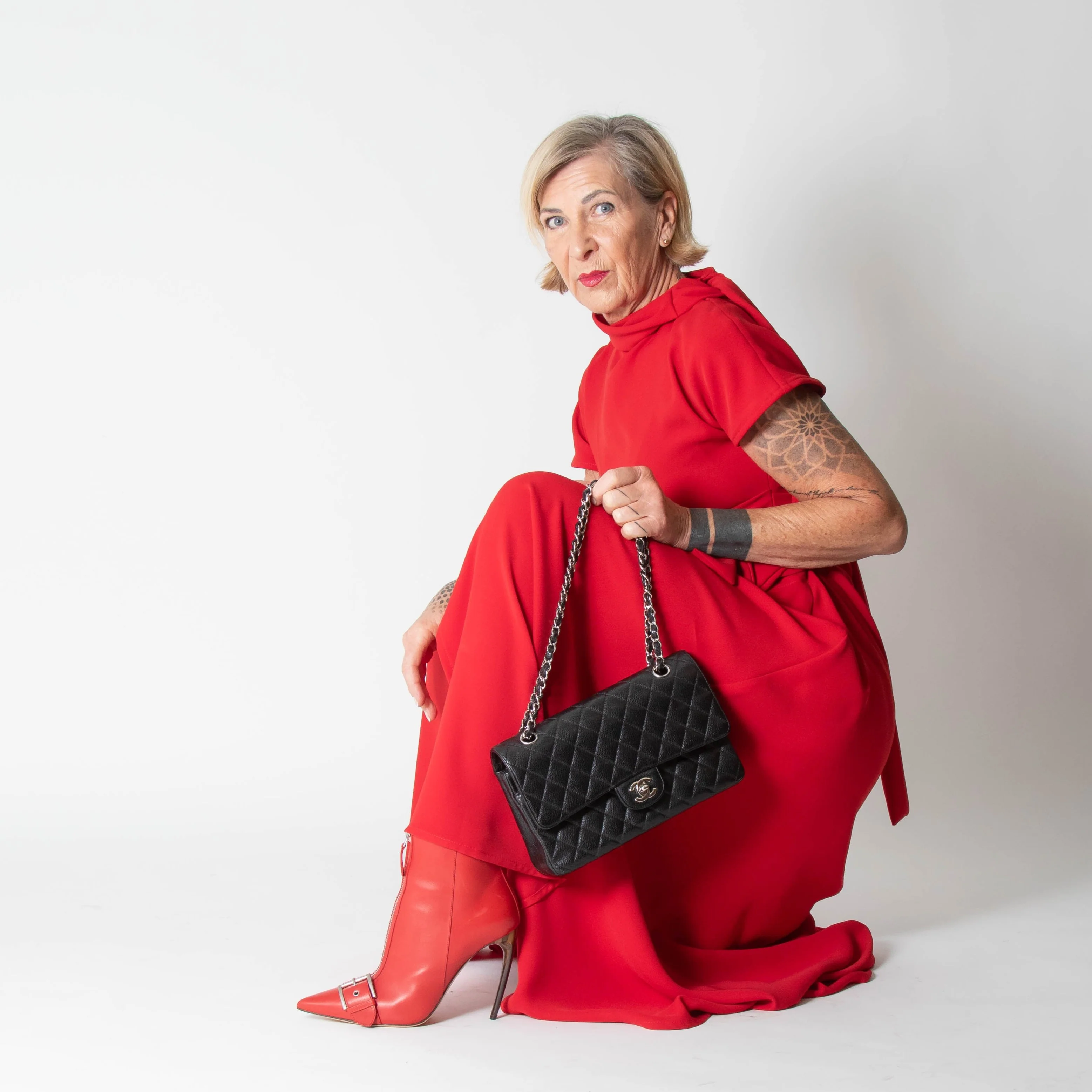 Amal Al Mulla Red Sleeveless Tie Neck Maxi Dress - Image 5
