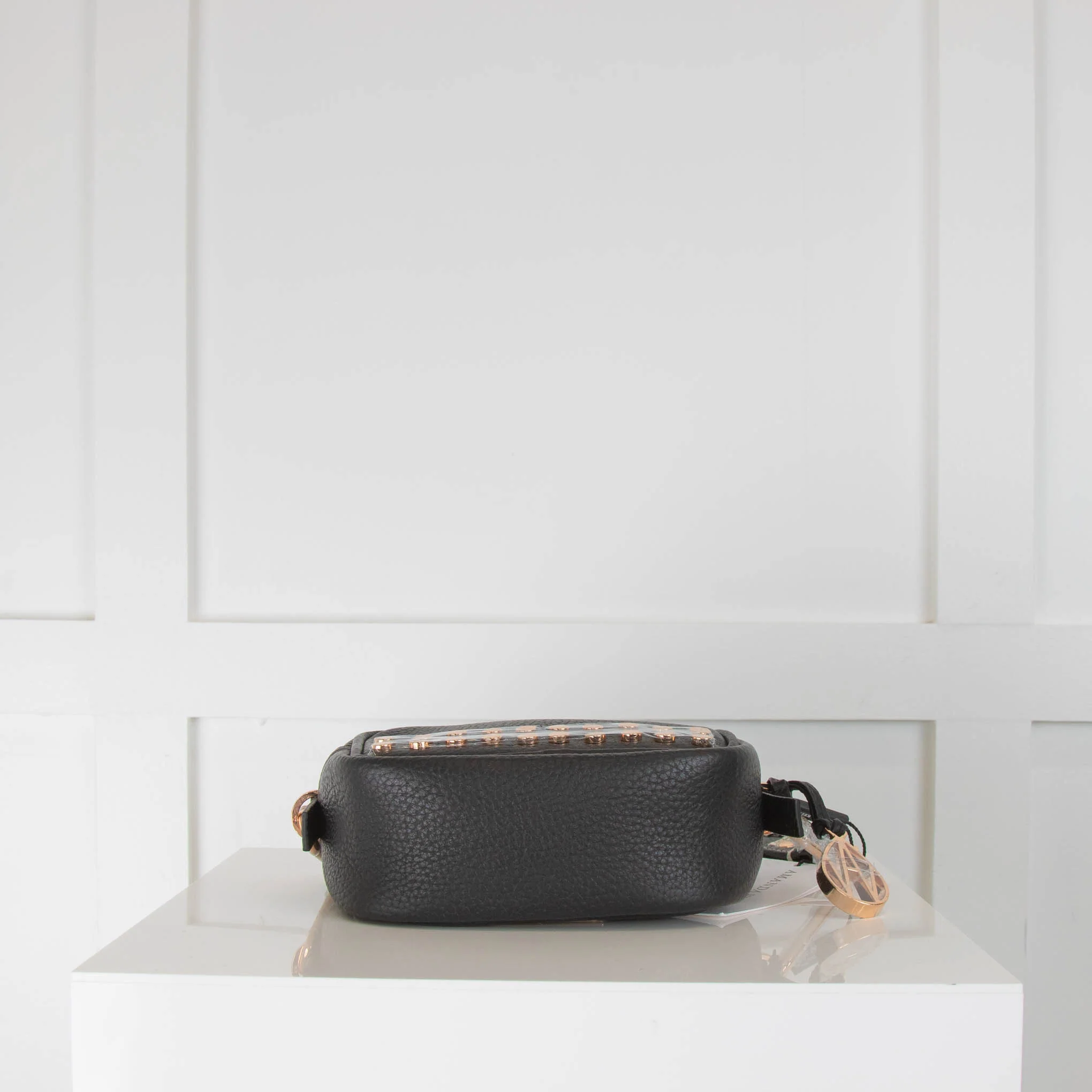 Amanda Wakeley Black Rose Gold Hardware Crossbody Bag - Image 5