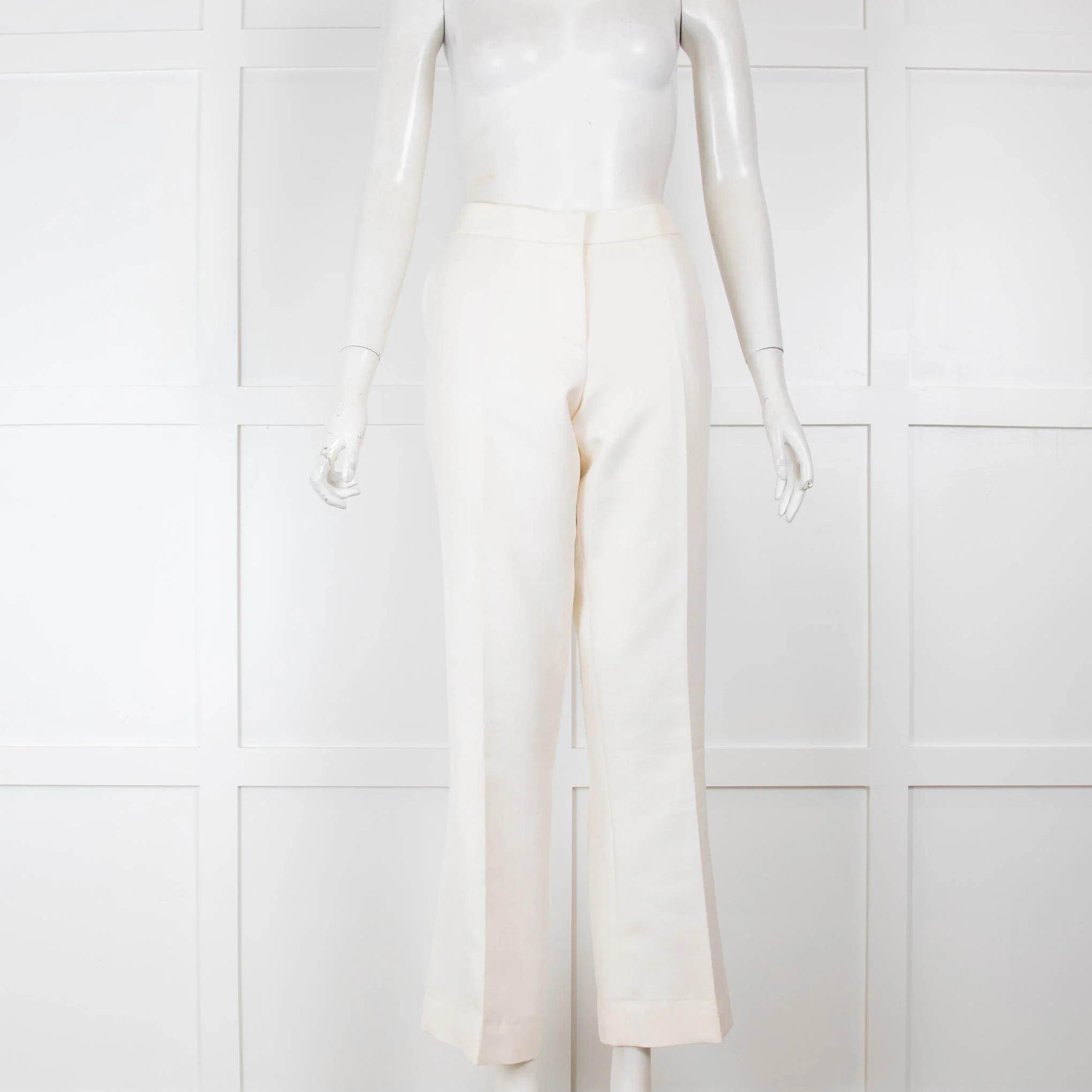 Amanda Wakeley Cream Textured Cotton Trousers