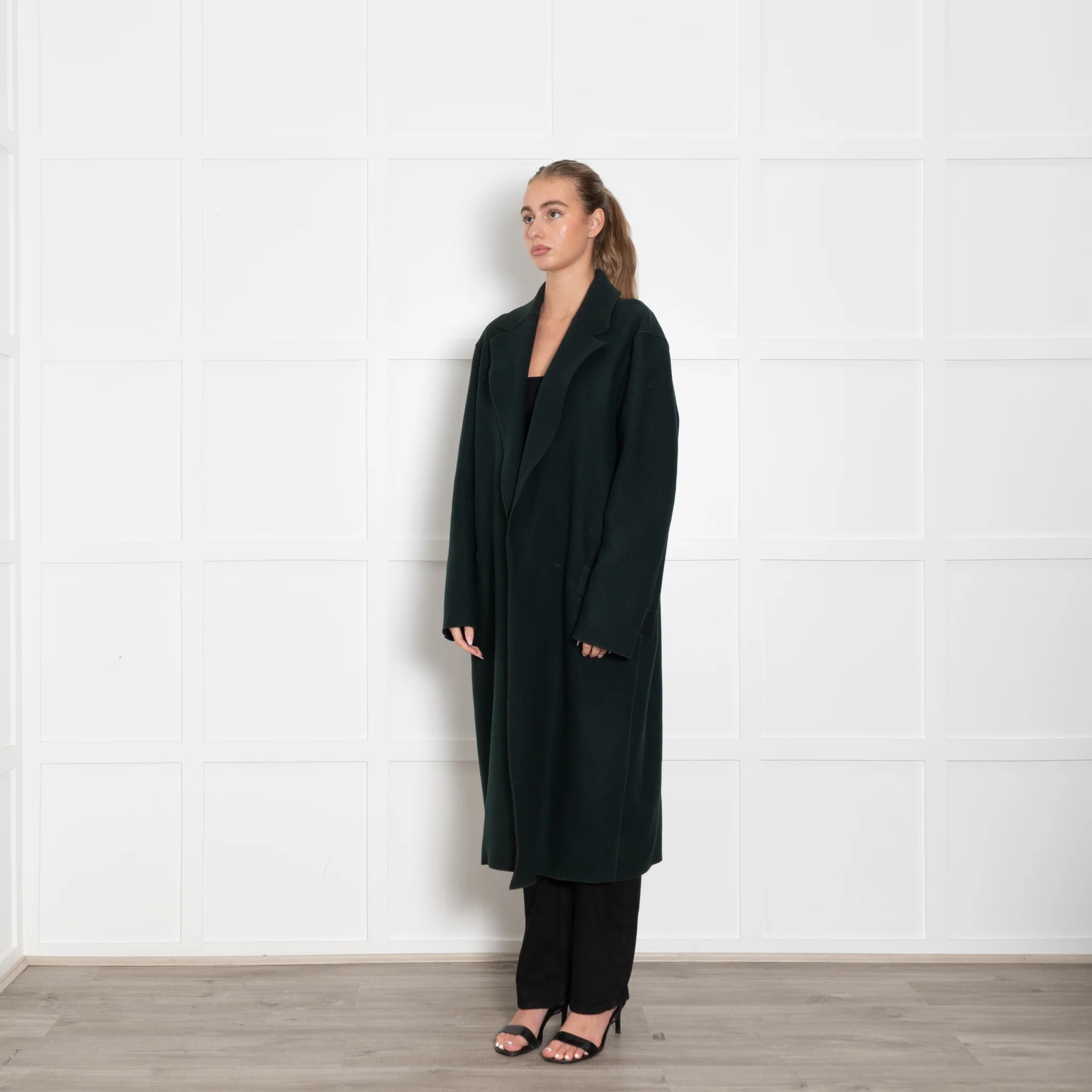 Amanda Wakeley Green Double Face Wool Coat - Image 3