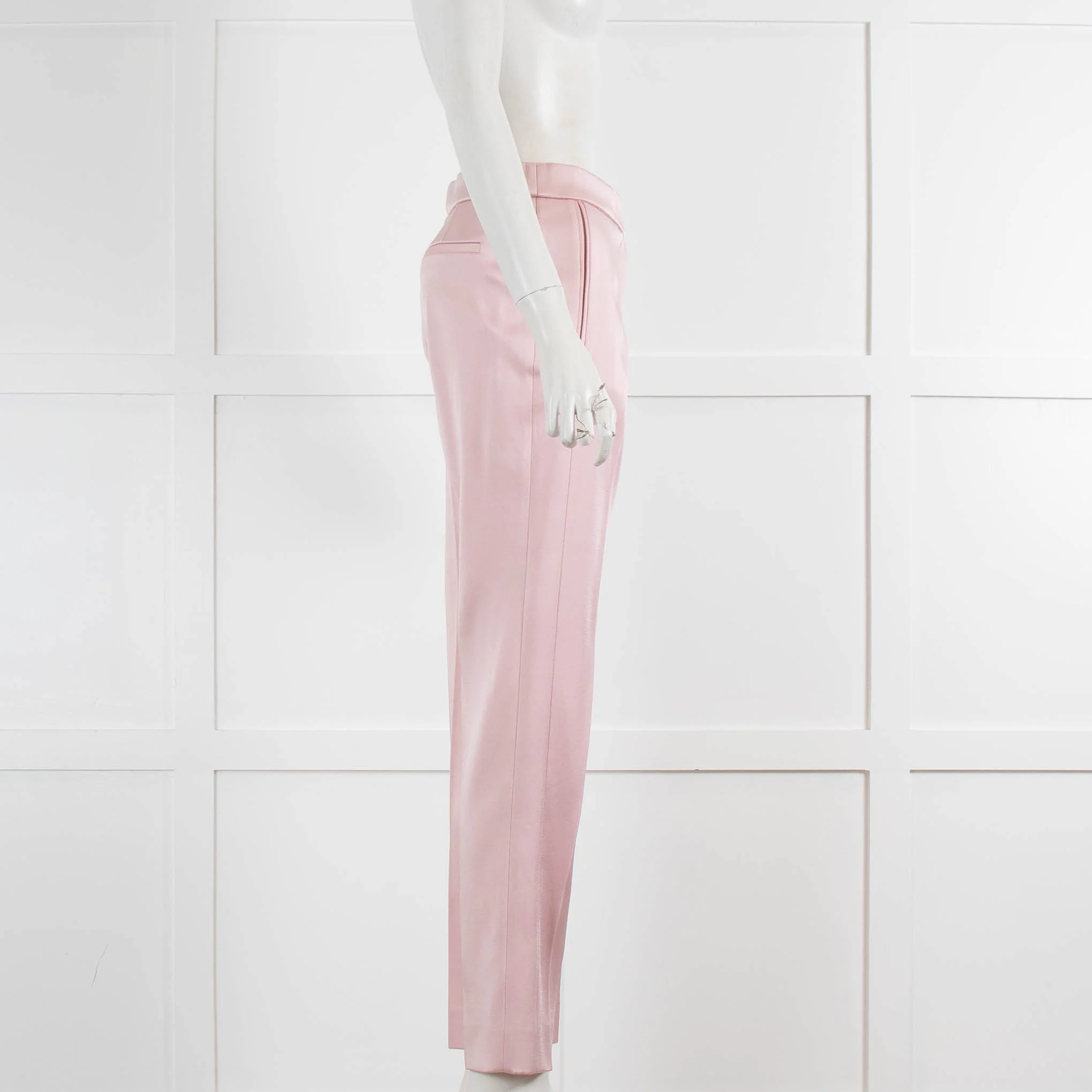 Amanda Wakeley Pink Pearly Satin Straight Leg Trousers - Image 2