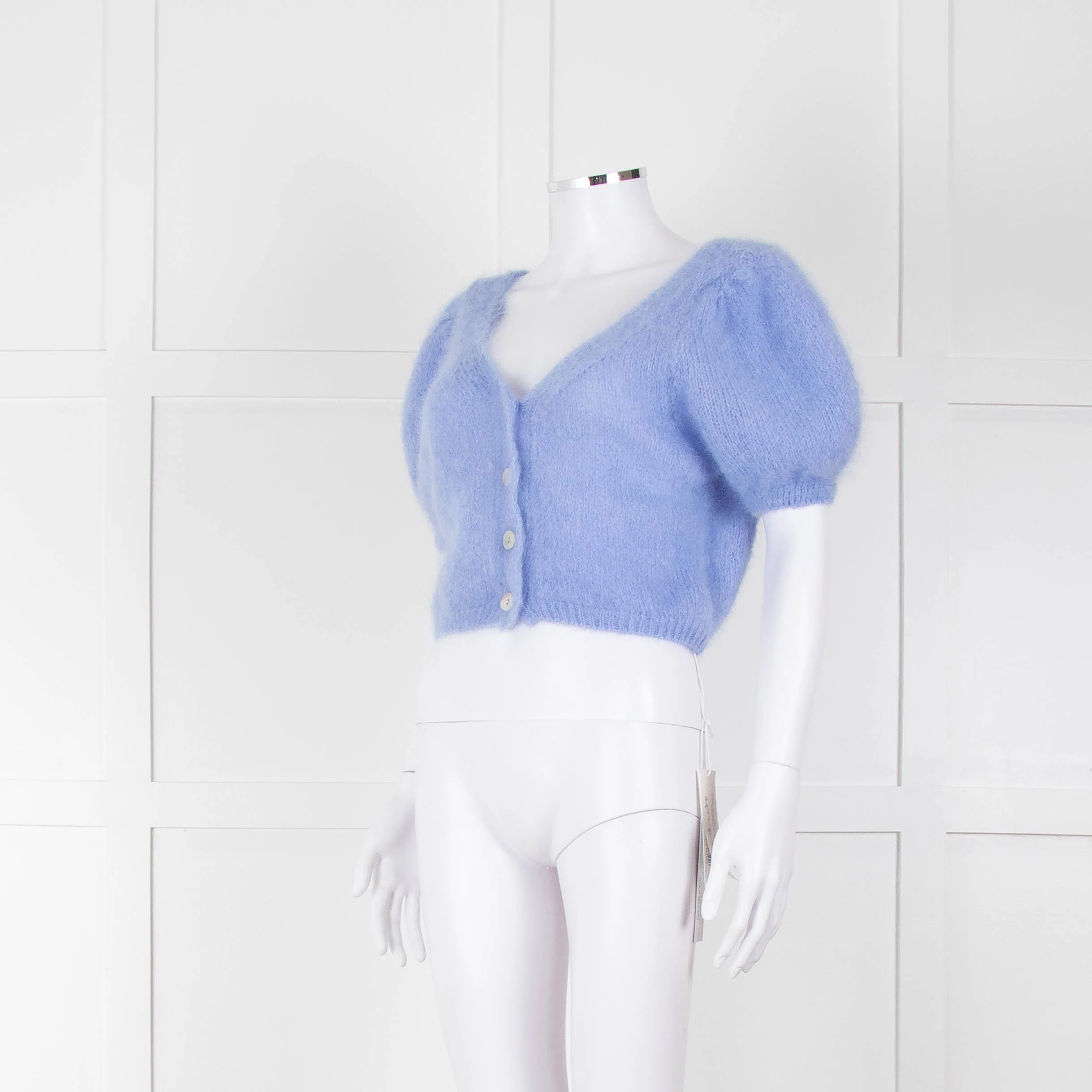 American Dreams Sky Blue Mohair Cap Sleeve Cardigan - Image 8
