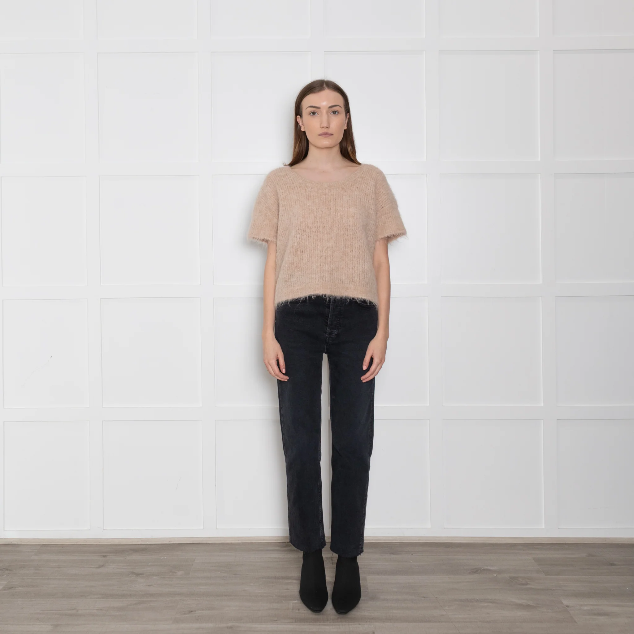 American Vintage Beige Alpaca Short Sleeve Jumper