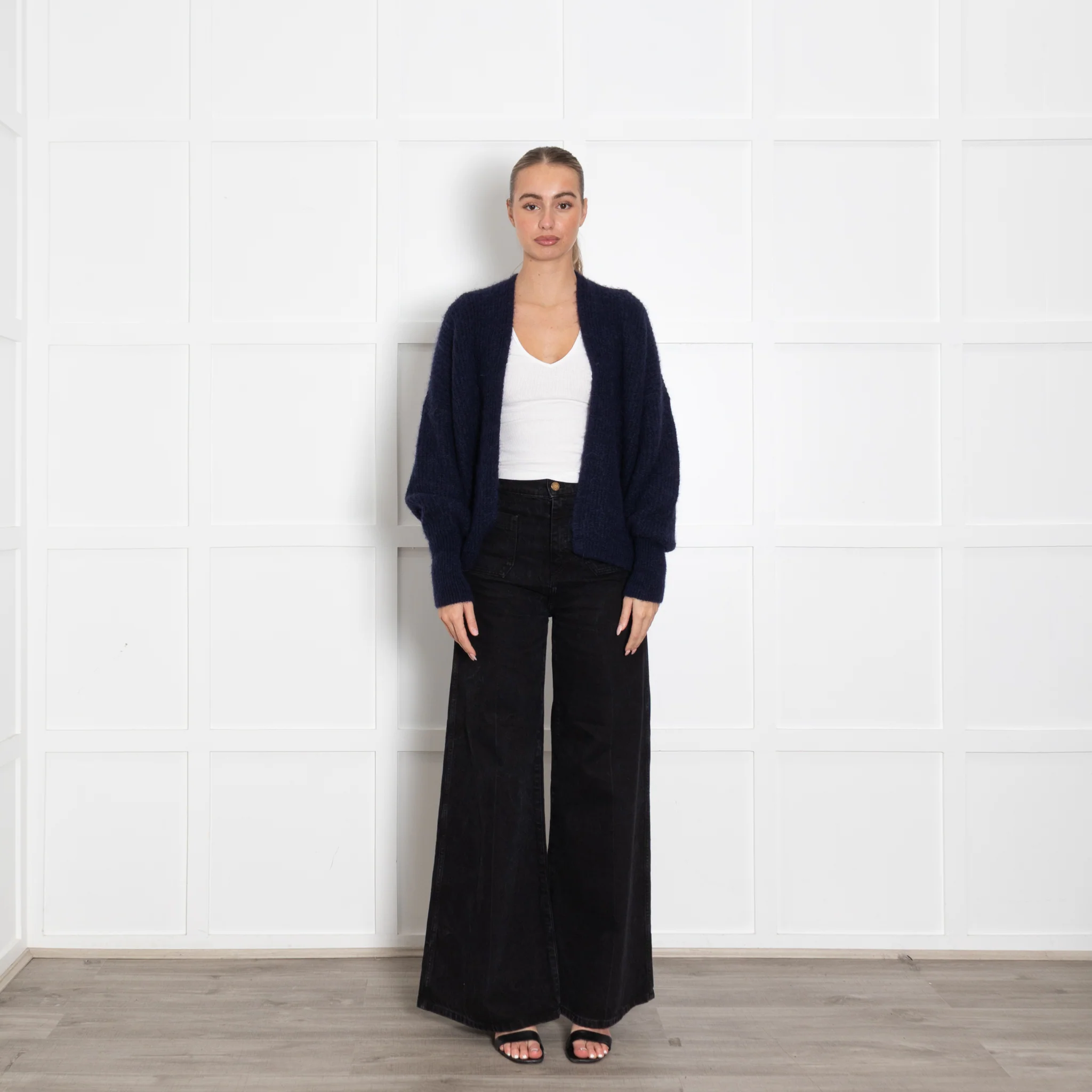 American Vintage Navy Wool Blend Open Cradigan