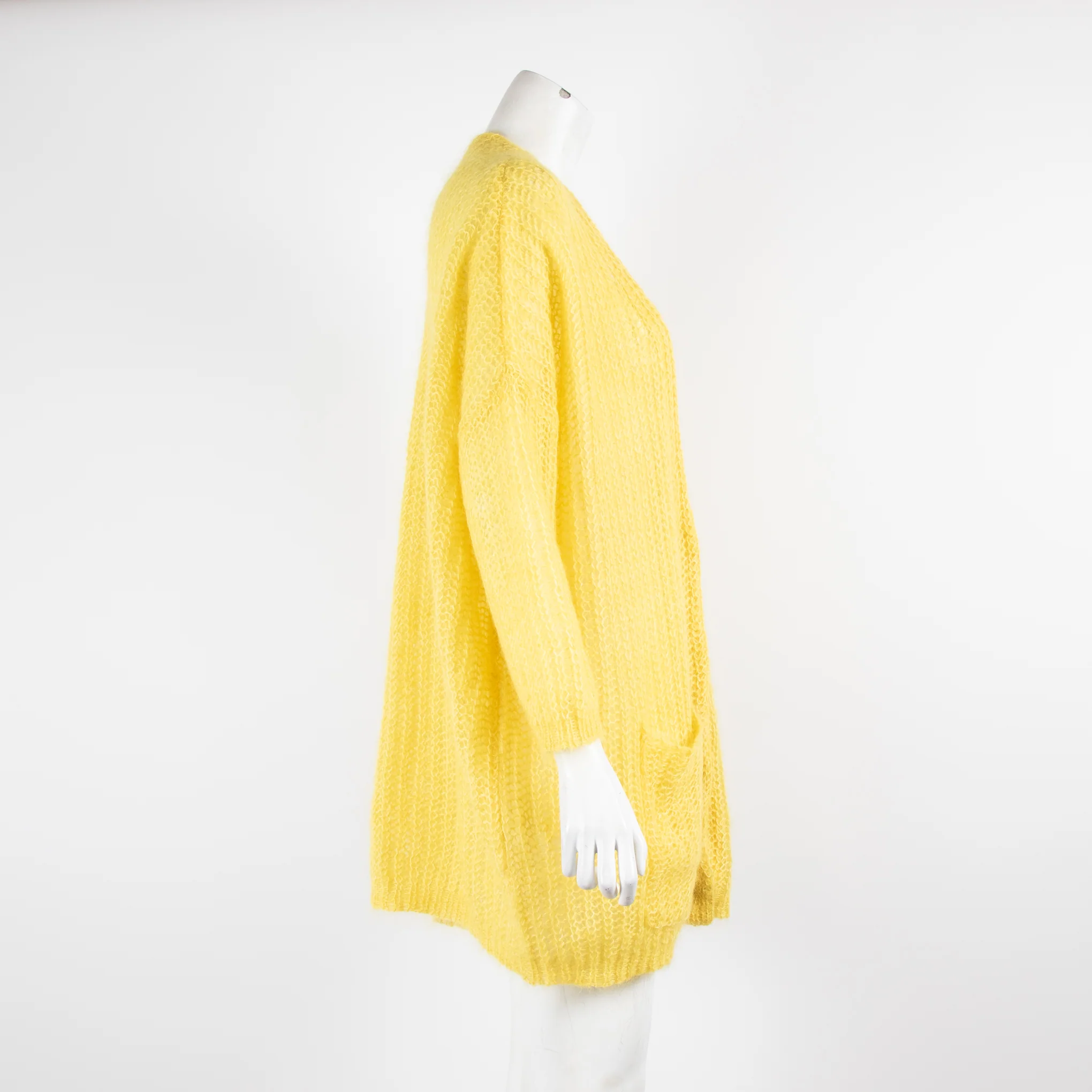 American Vintage Yellow Mohair Mix Knitted Cardigan - Image 2