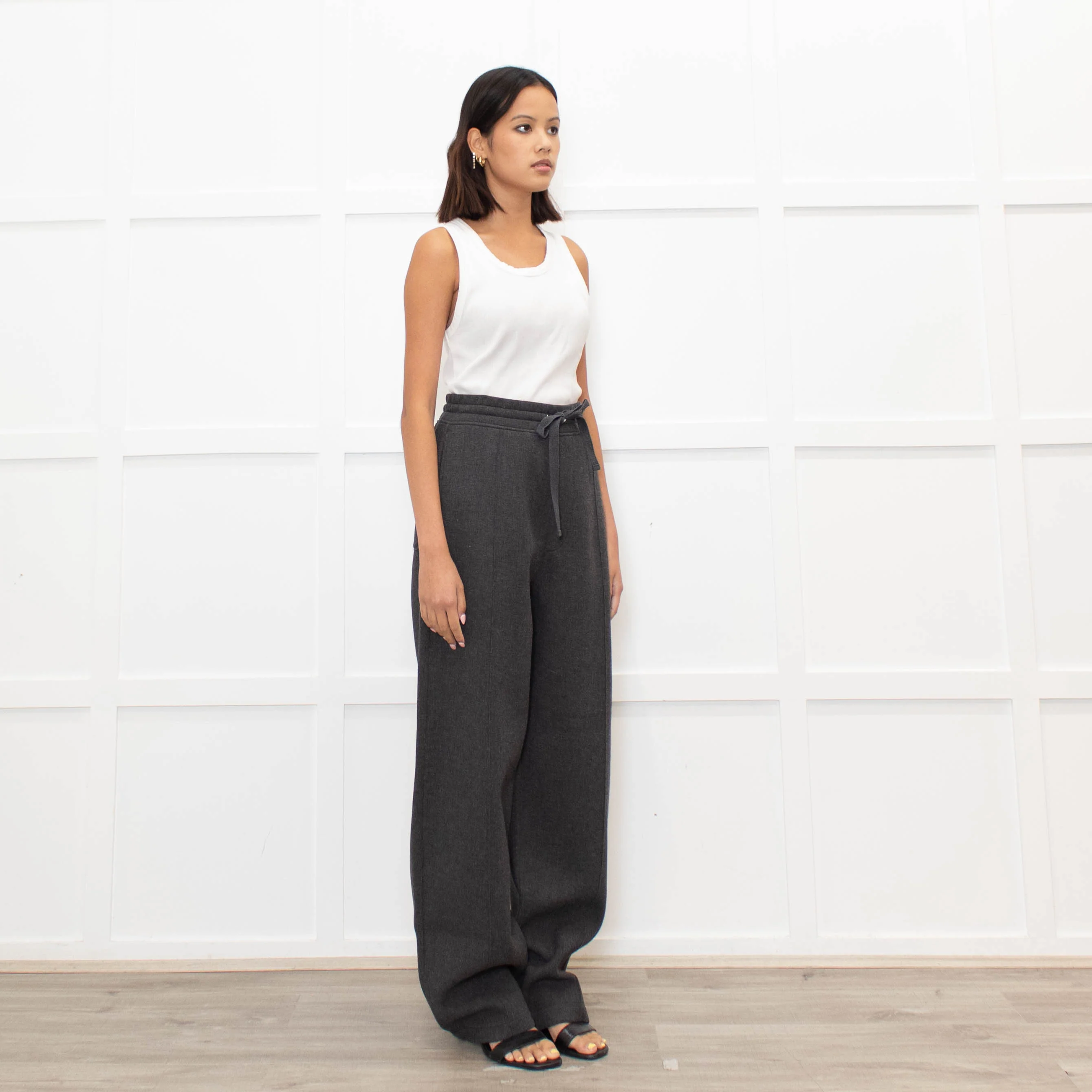 Ami Paris Grey Wool Mix Jogger Style Trousers - Image 3
