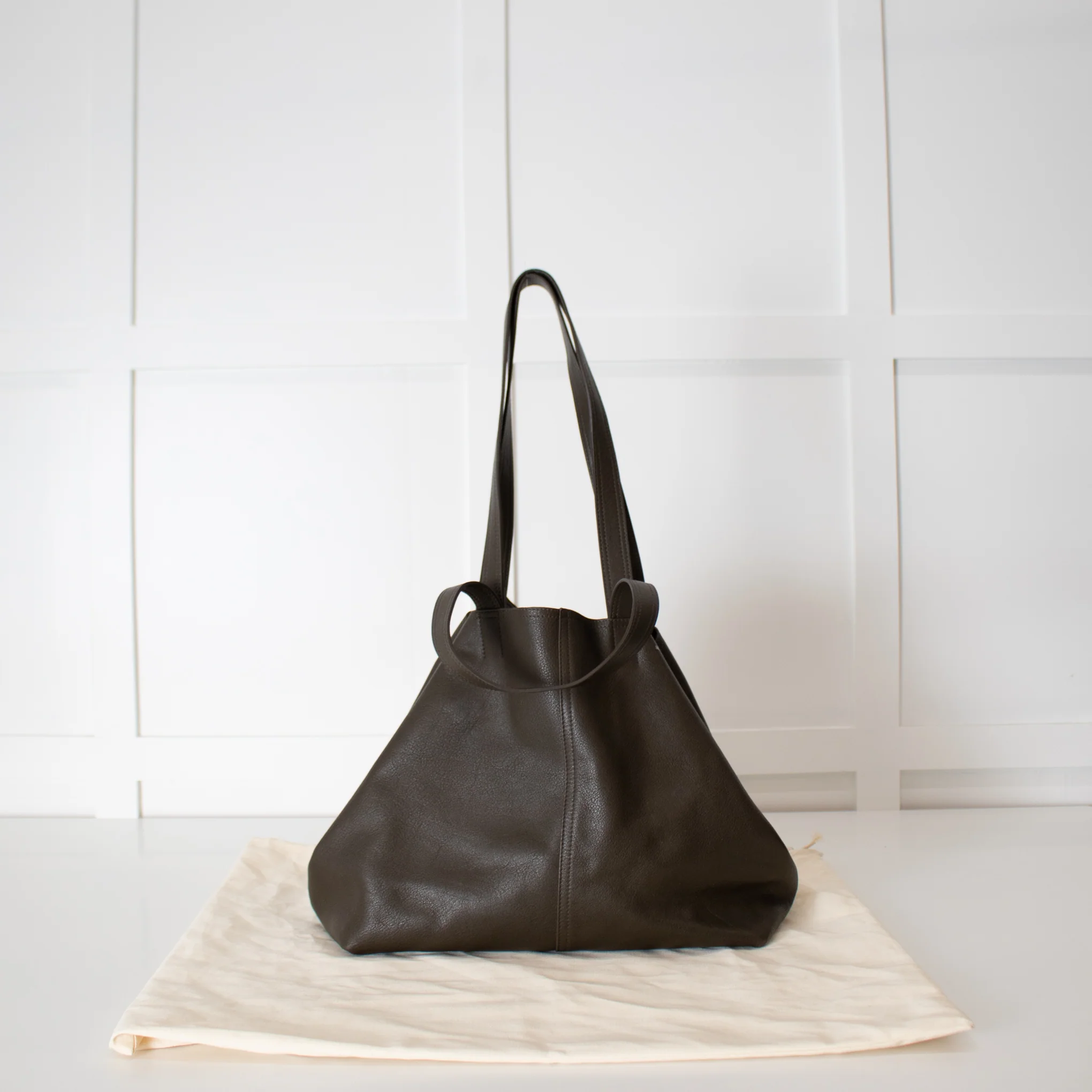 Ami Paris Khaki Green Midi Maxi Leather Tote Bag - Image 2