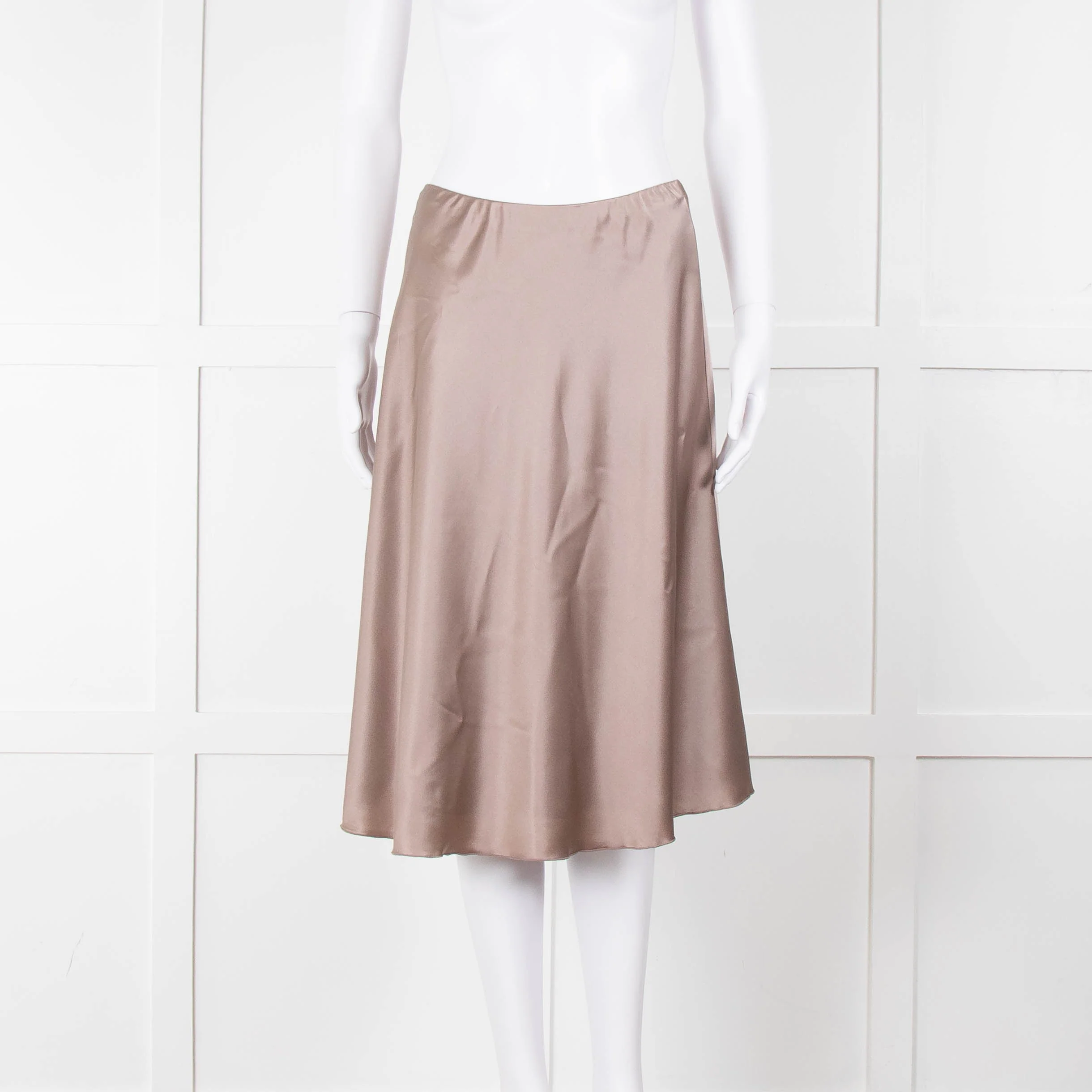 Amina Rubinacci Brown Silk Skirt With Elasticated Waist