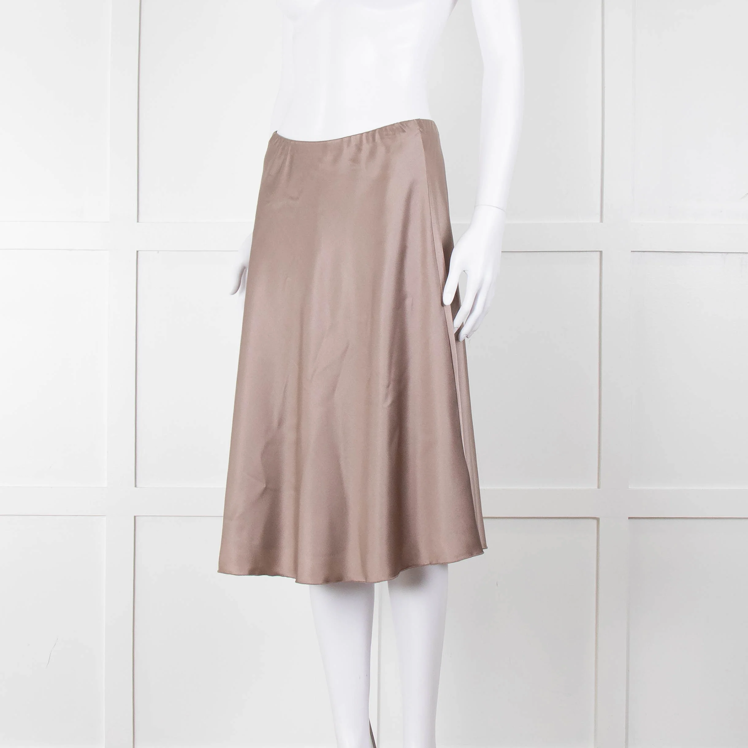 Amina Rubinacci Brown Silk Skirt With Elasticated Waist - Image 8