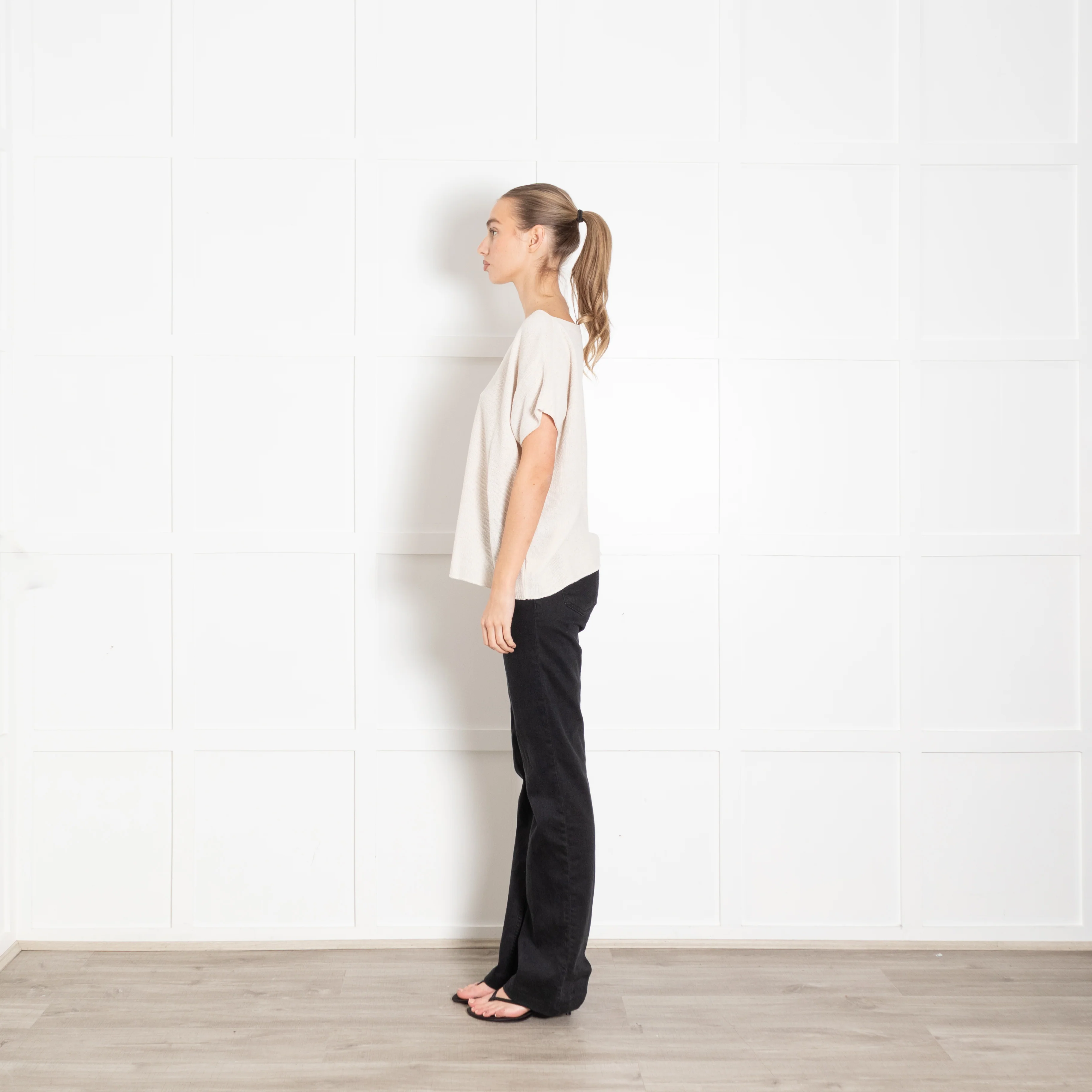 Amina Rubinacci Cream Linen Cotton Mix Cap Sleeve Top - Image 4