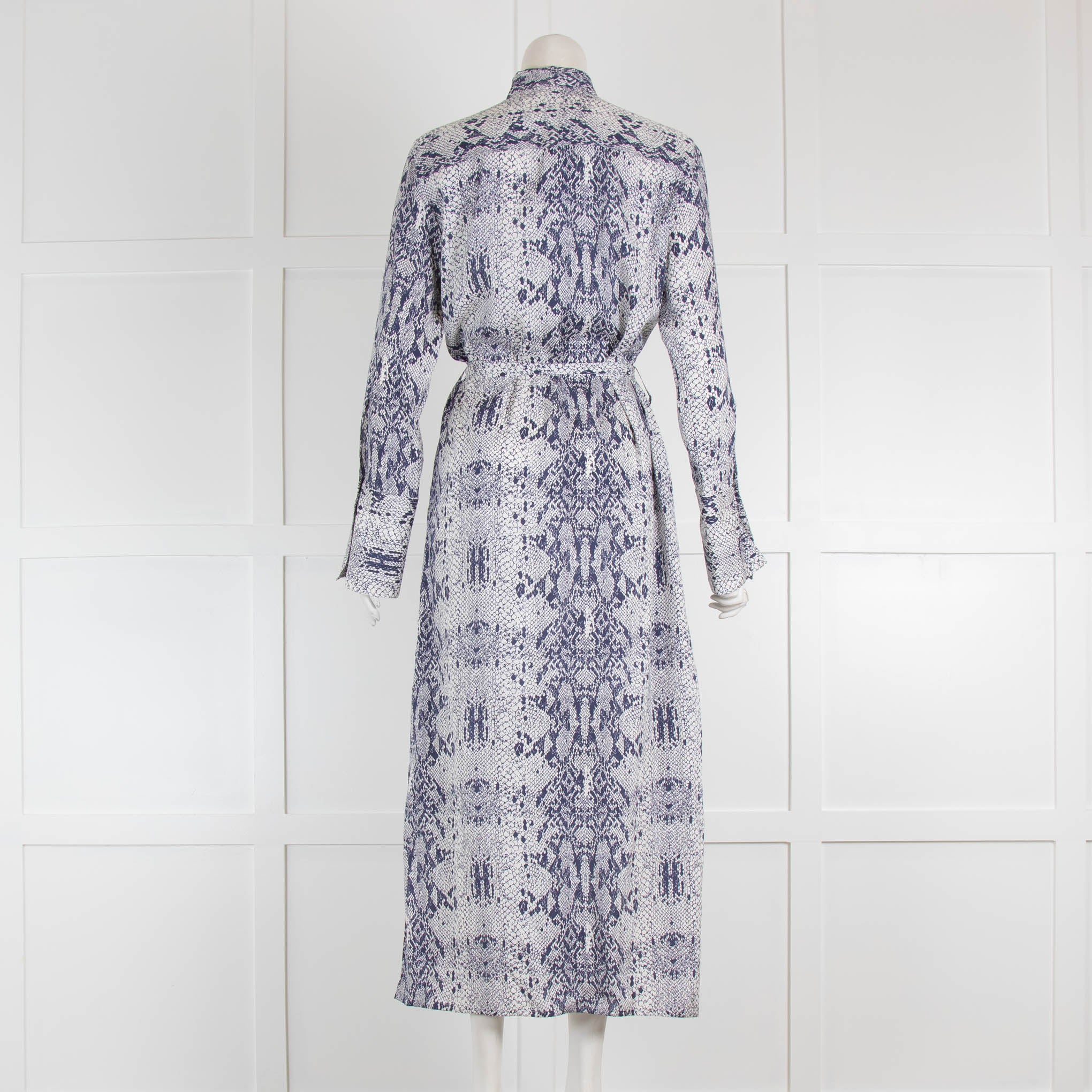 Amina Rubinacci Cream Navy Snake Print Shirt Dress - Image 3