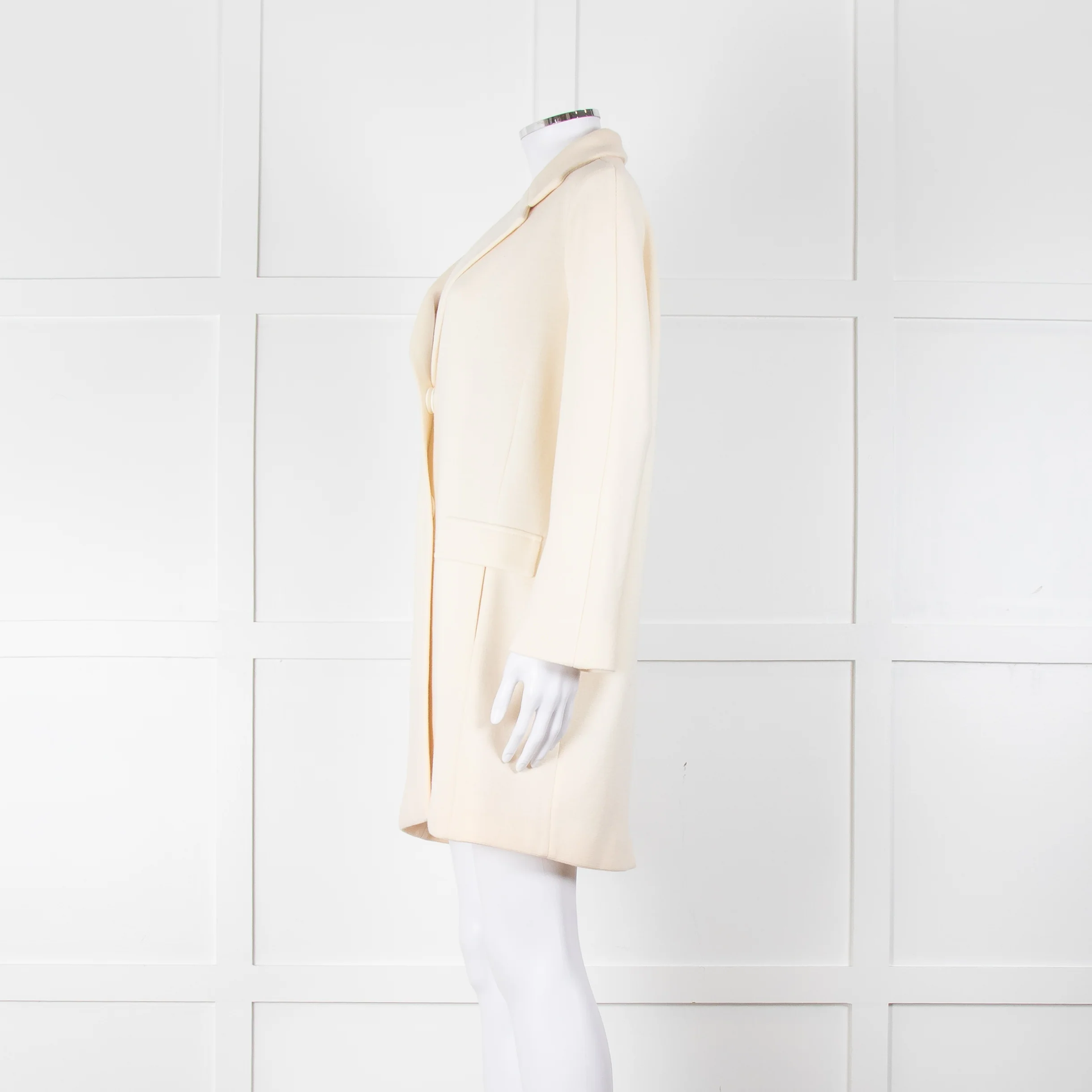 Amina Rubinacci Cream Wool Single Breasted Coat - Image 7