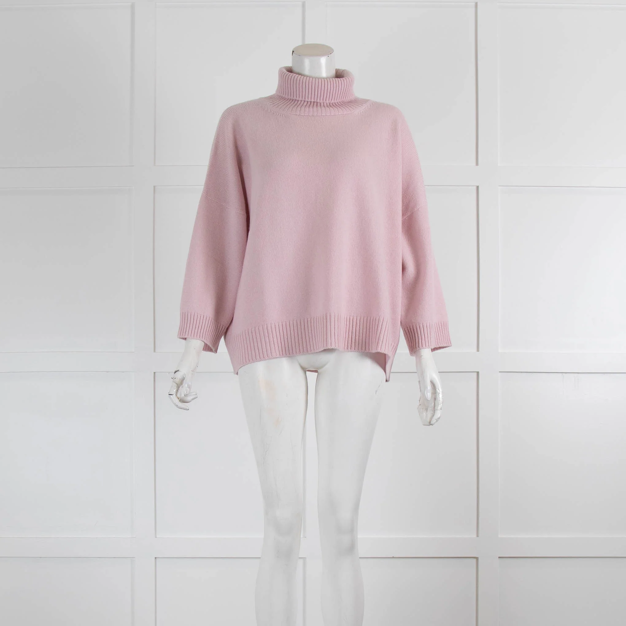 Amina Rubinacci Pale Pink Cashmere Rollneck Jumper