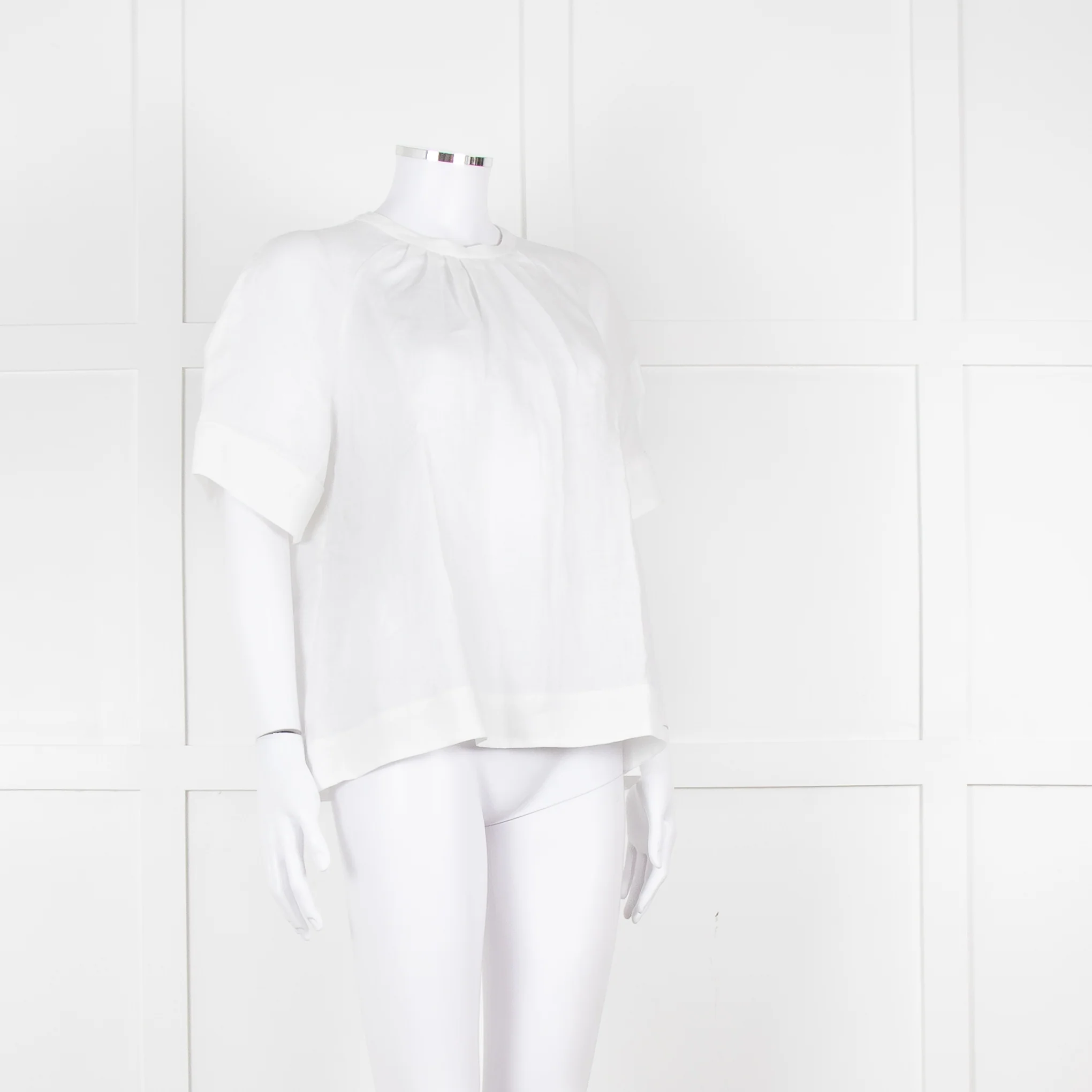Amina Rubinacci White Linen Short Sleeve Top - Image 2