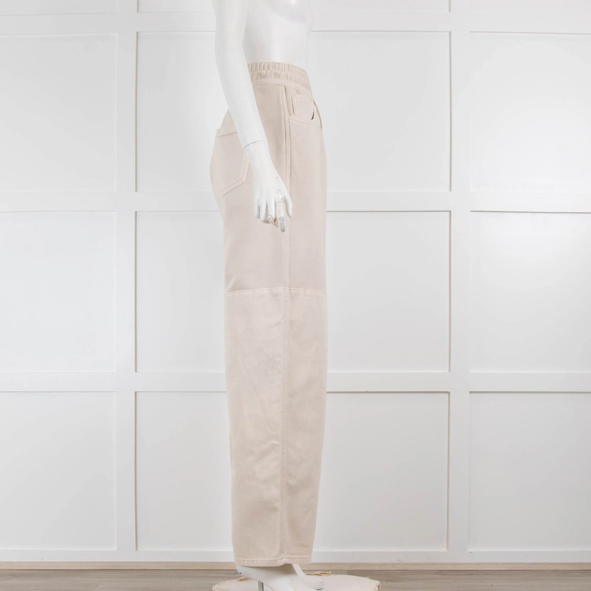 Amomento Beige Contrast Denim Joggers - Image 2