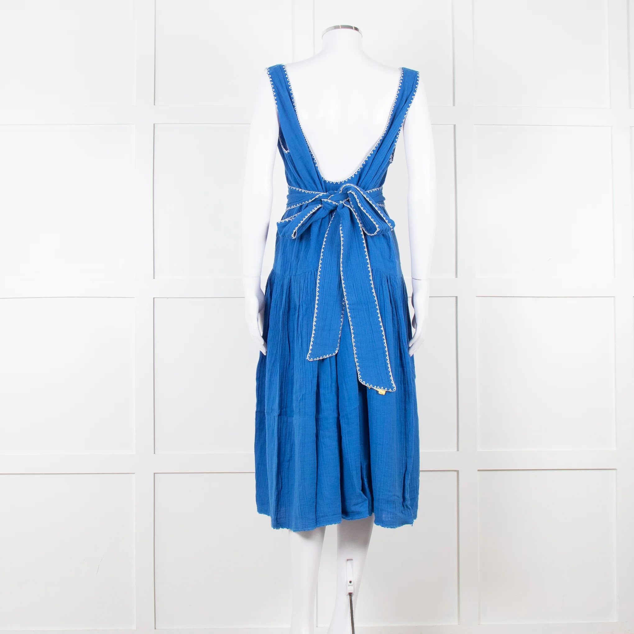 Anaak Cobalt Blue Top Stitch Dress with Tie Waist - Image 5