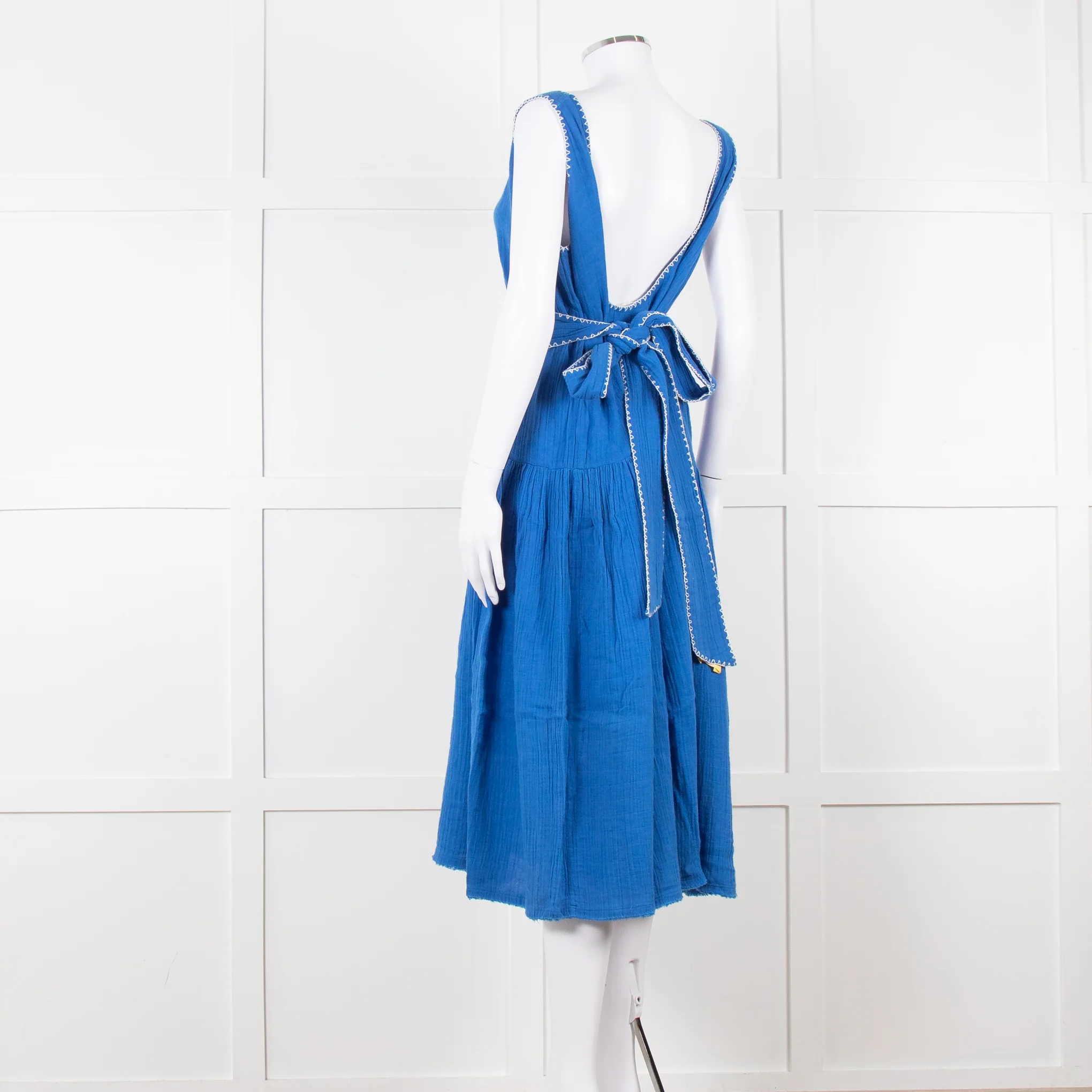 Anaak Cobalt Blue Top Stitch Dress with Tie Waist - Image 6