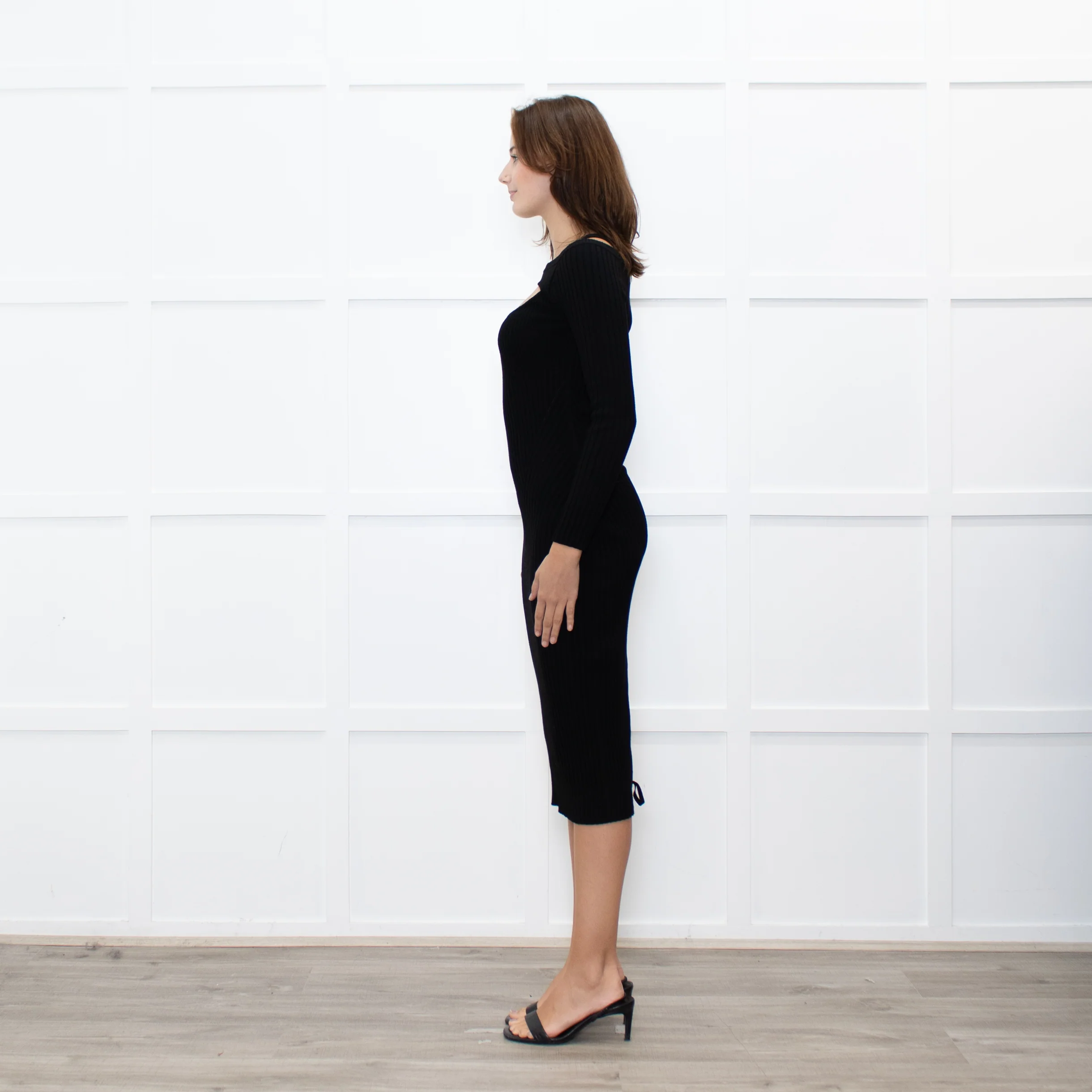 Andreadamo Black Rib Knit Midi Dress - Image 4