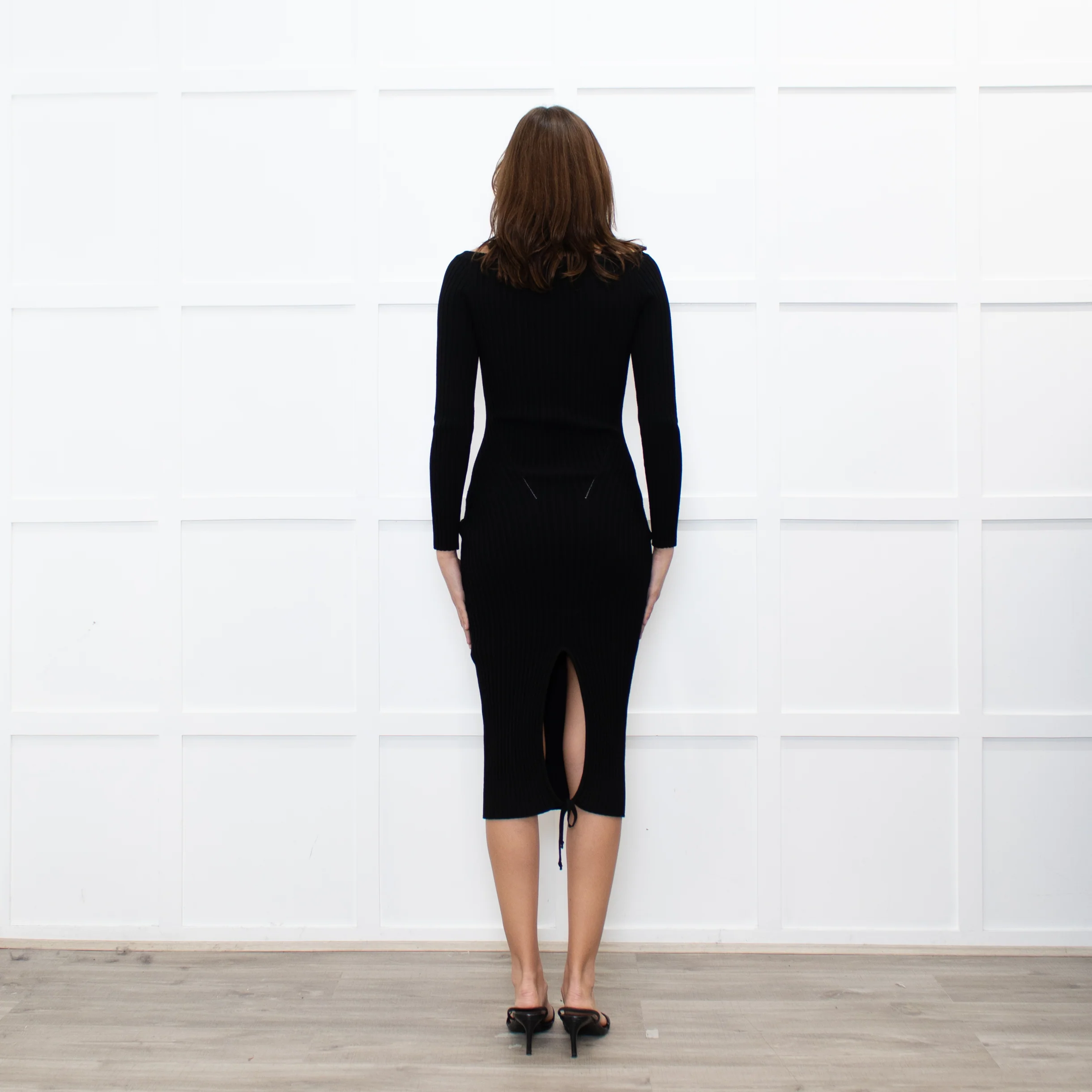 Andreadamo Black Rib Knit Midi Dress - Image 5