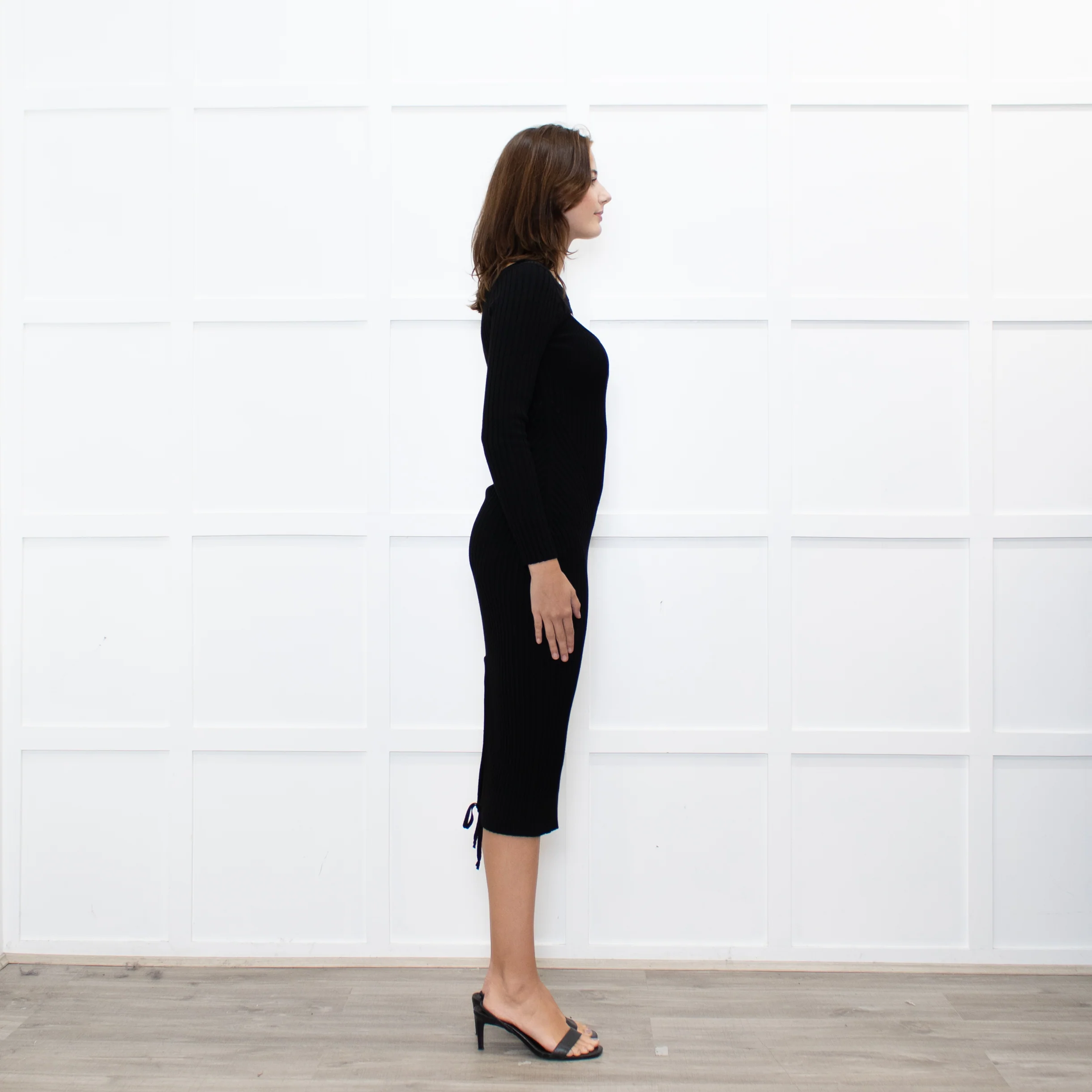 Andreadamo Black Rib Knit Midi Dress - Image 6