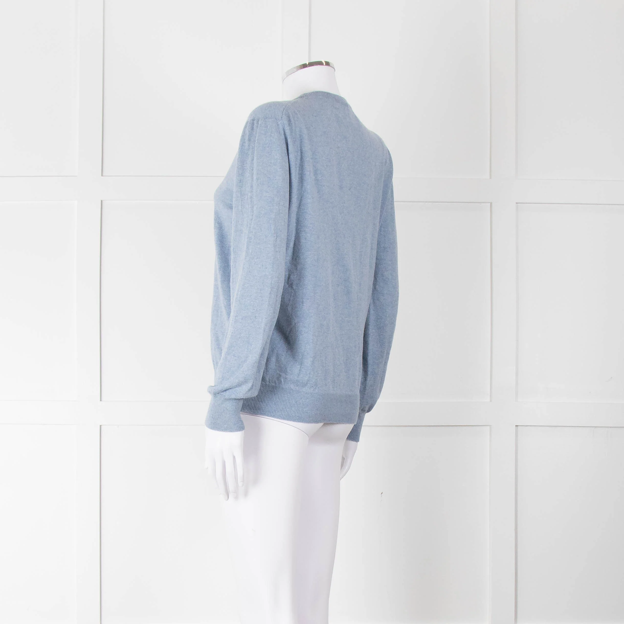 Anglo - Italian Pale Blue Cashmere Cotton Blend Sweater - Image 6