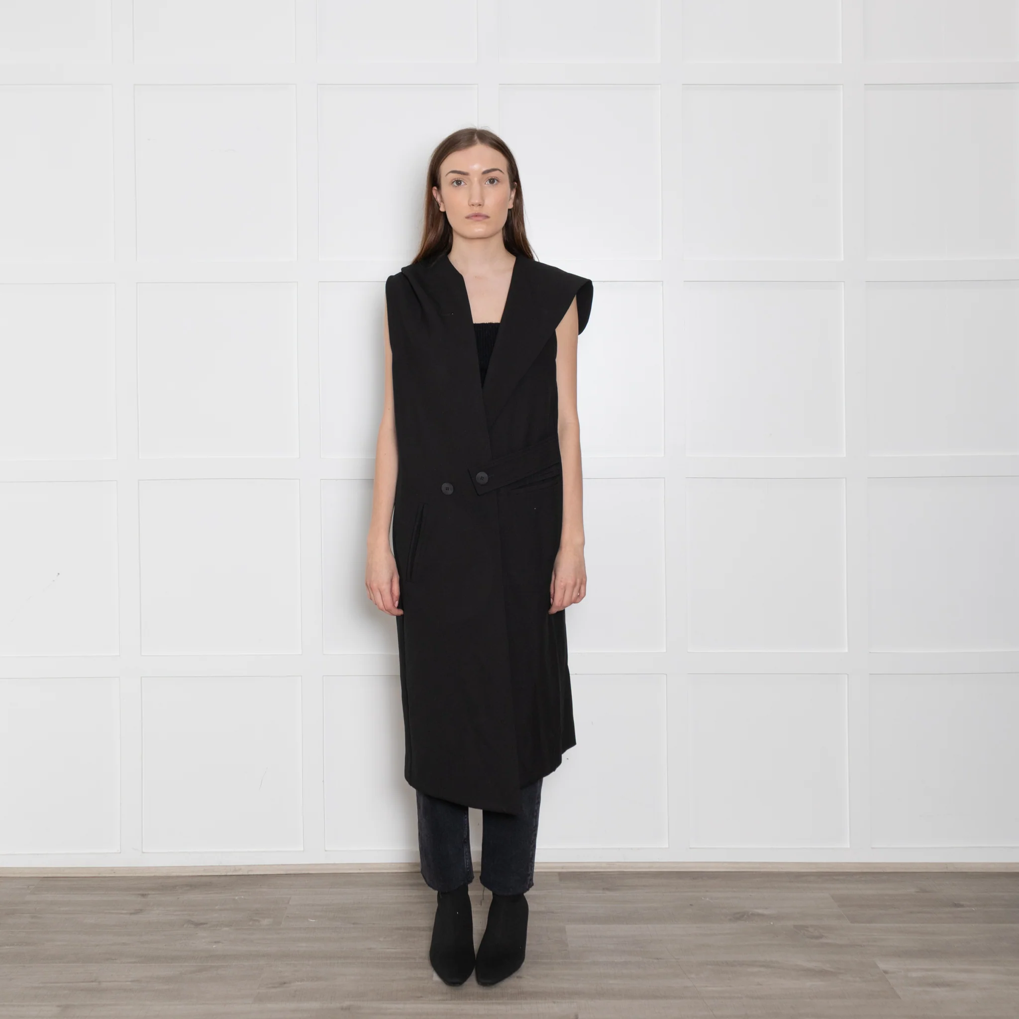 Ania Schierholt Black Hooded Gilet