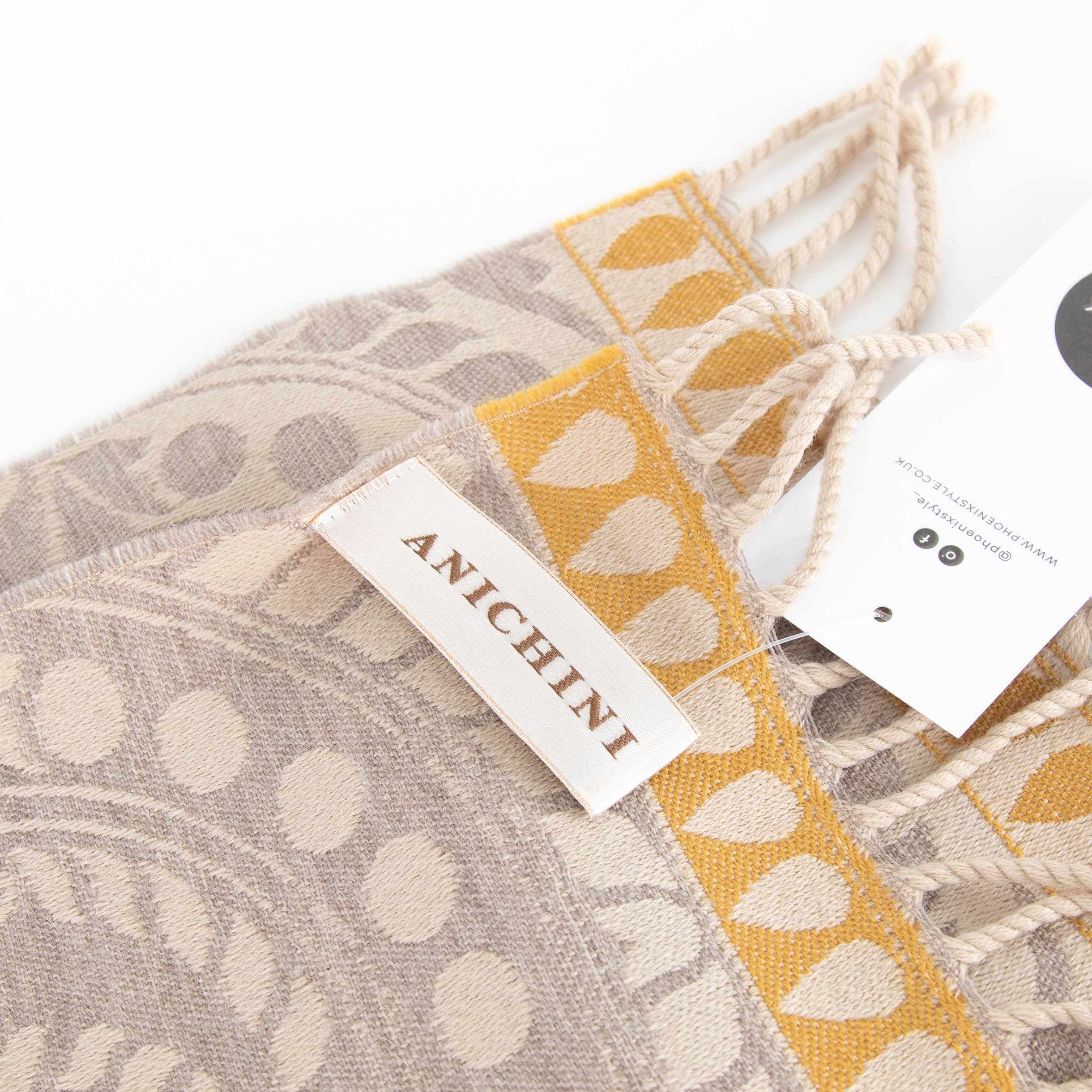 Anichini Floral Pattern Beige Scarf - Image 4
