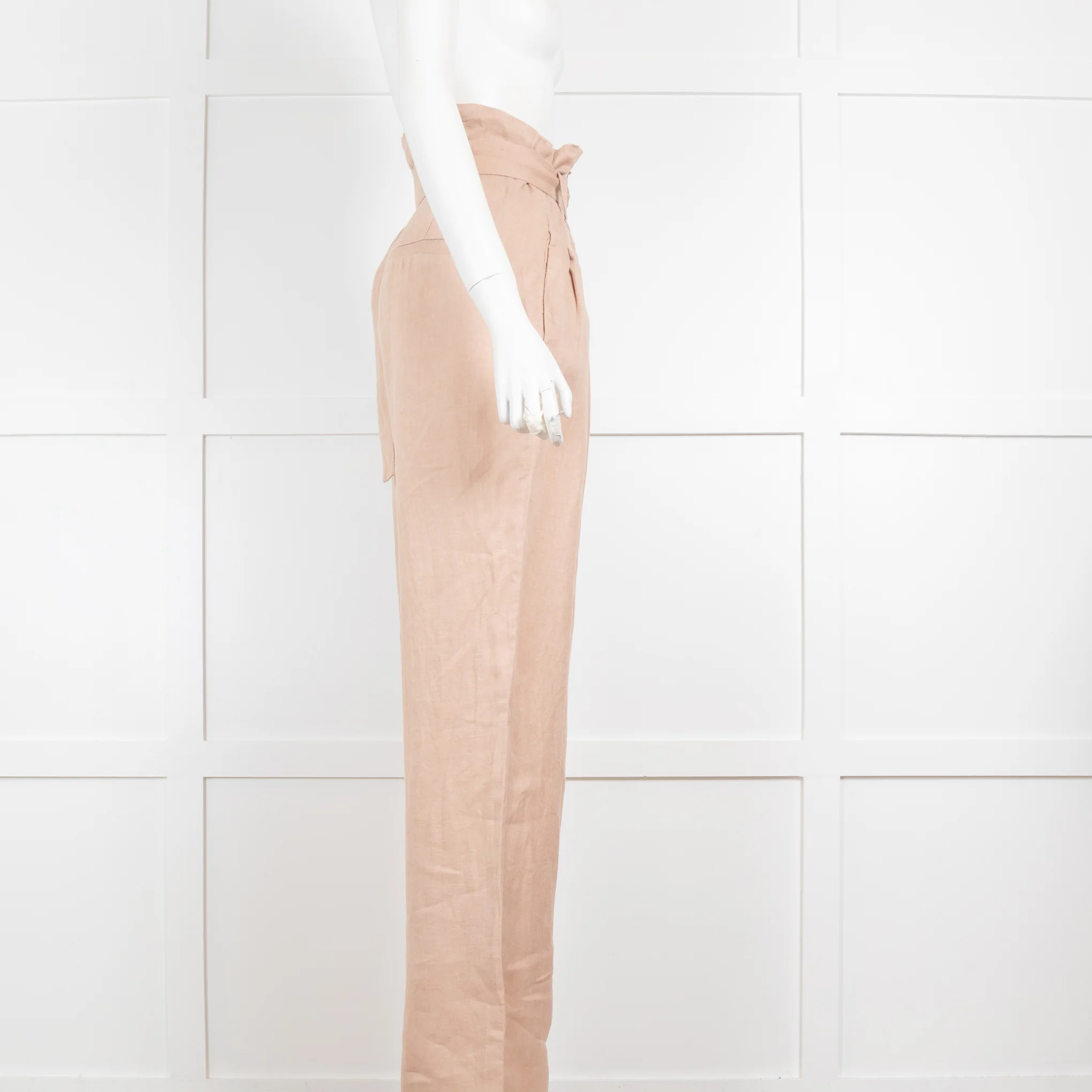 Anine Bing Beige Thalia Belted Linen Trousers - Image 2