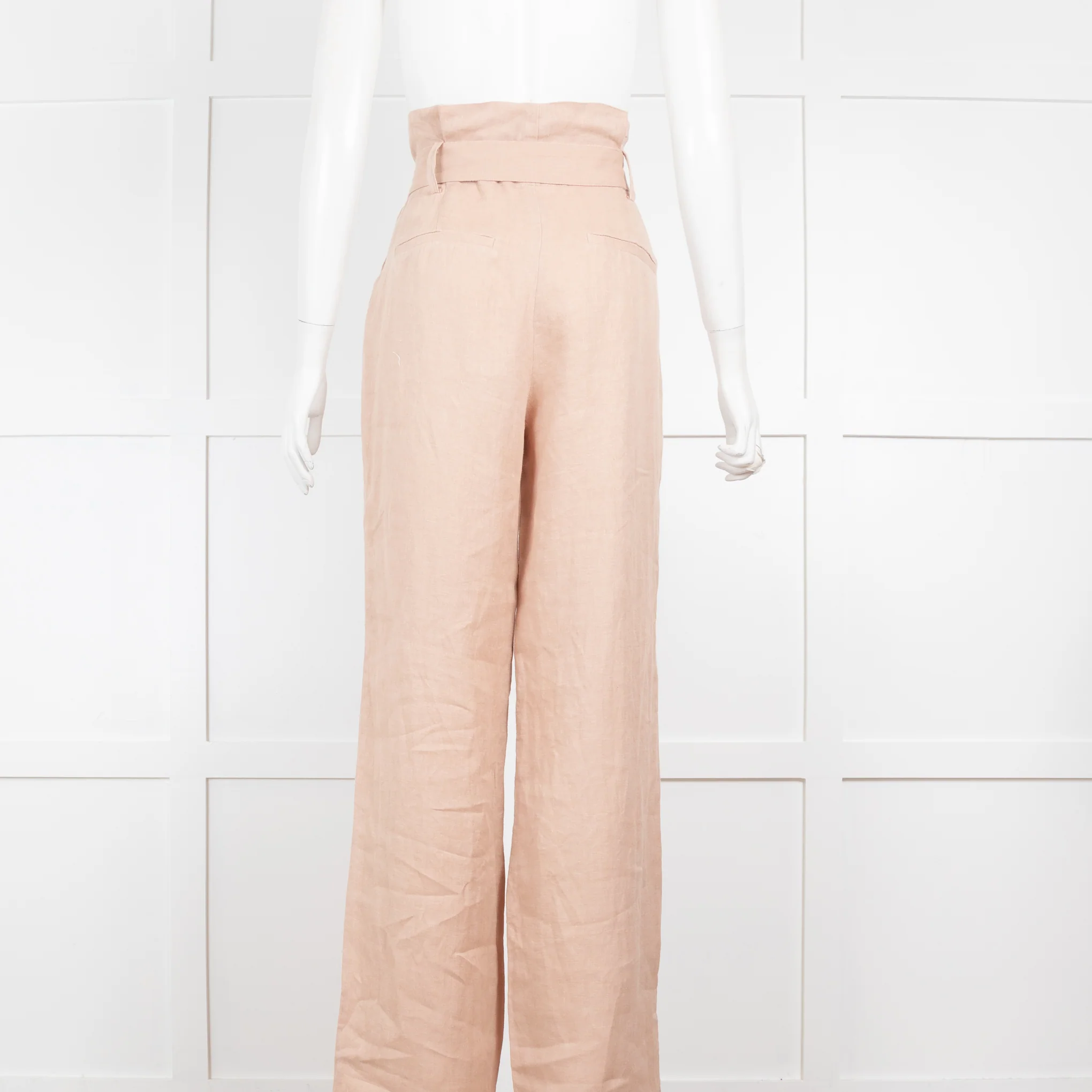 Anine Bing Beige Thalia Belted Linen Trousers - Image 3